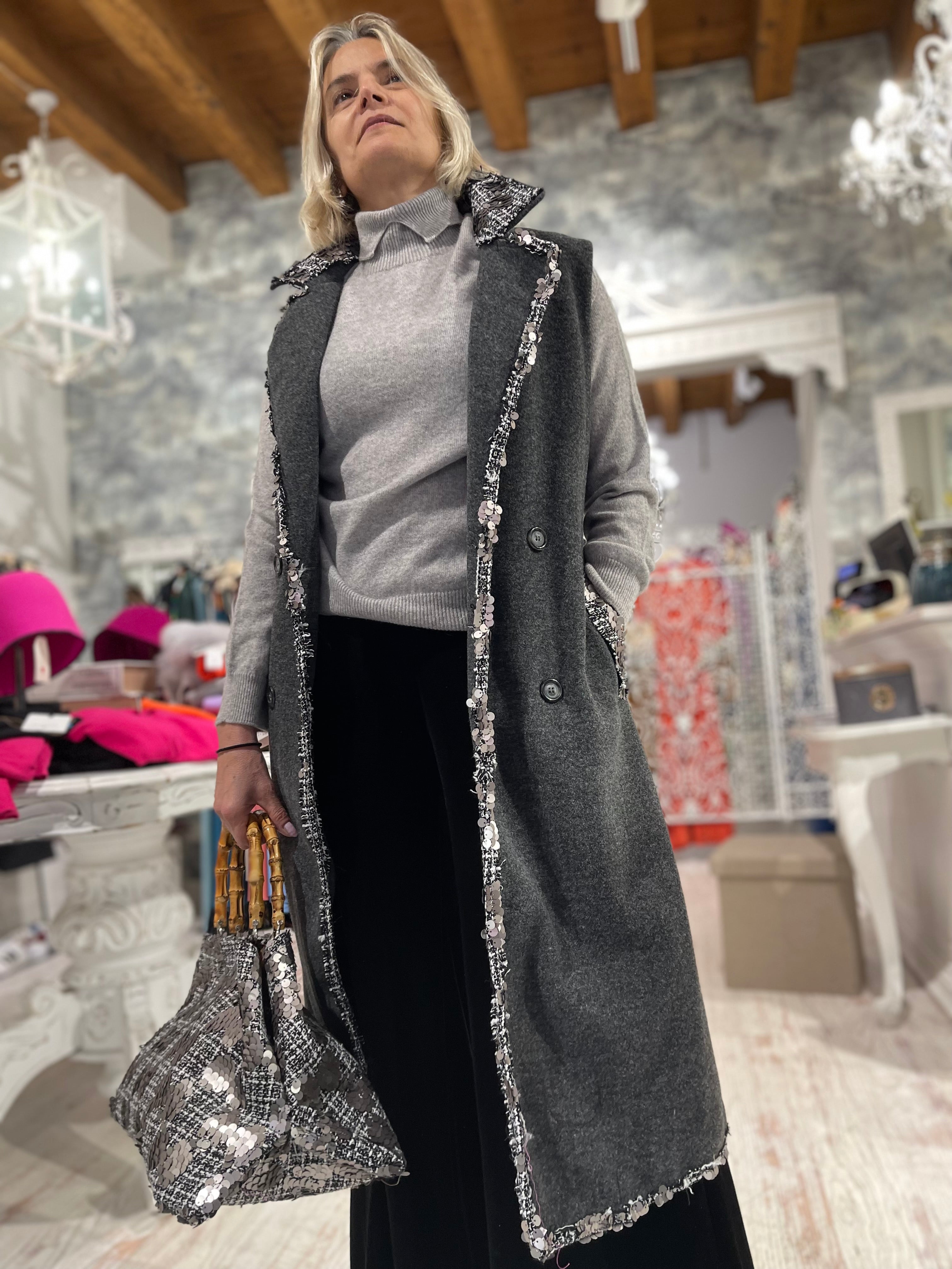 Dolcevita in cashmere grigio perla