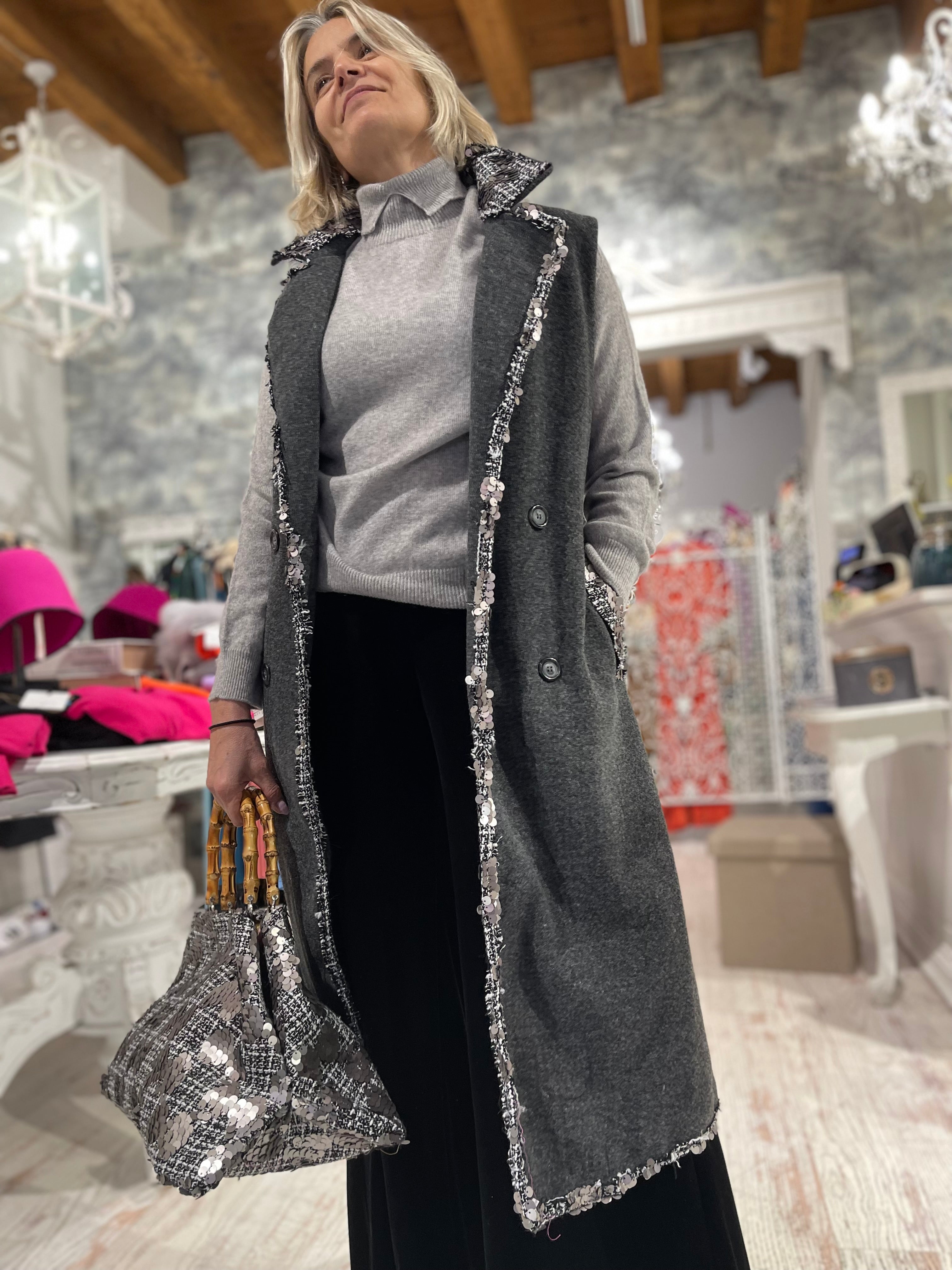 Dolcevita in cashmere grigio perla