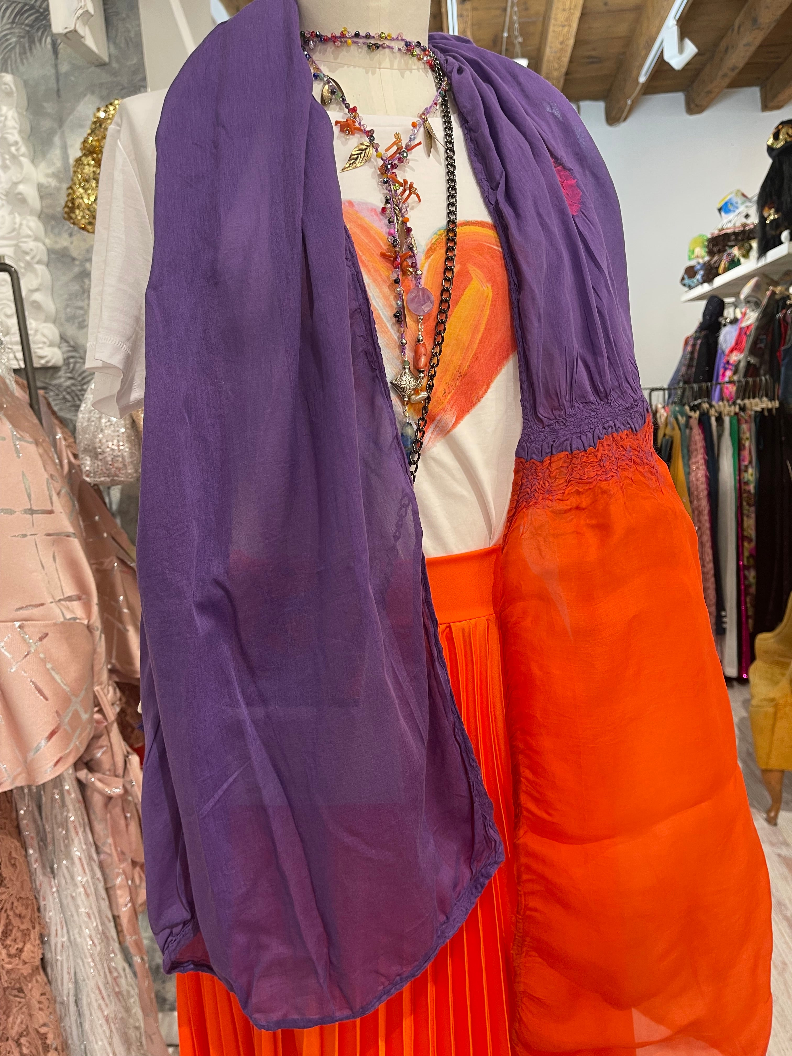 Stola seta Arancio e Viola