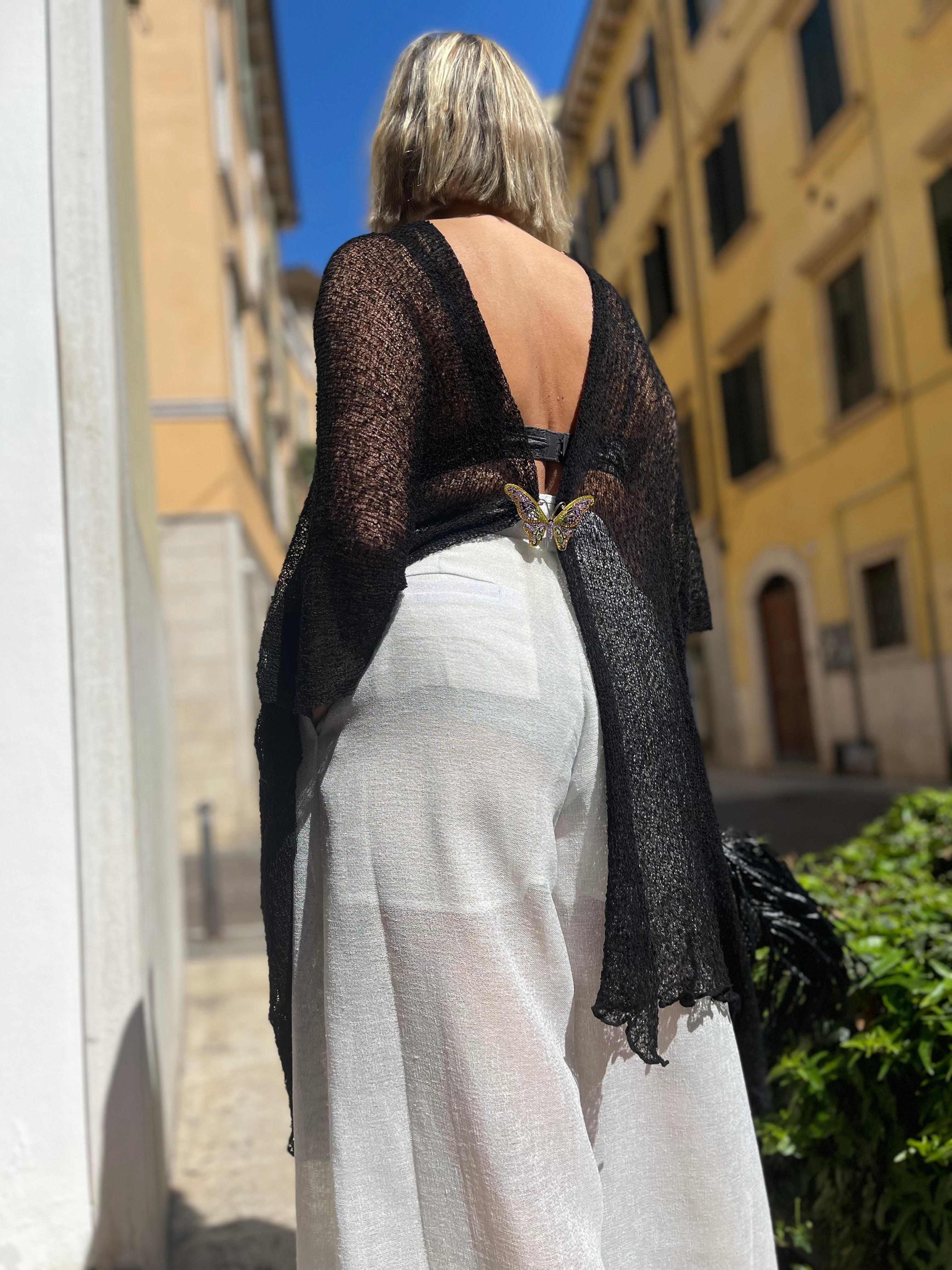 Cardigan nero in garzina