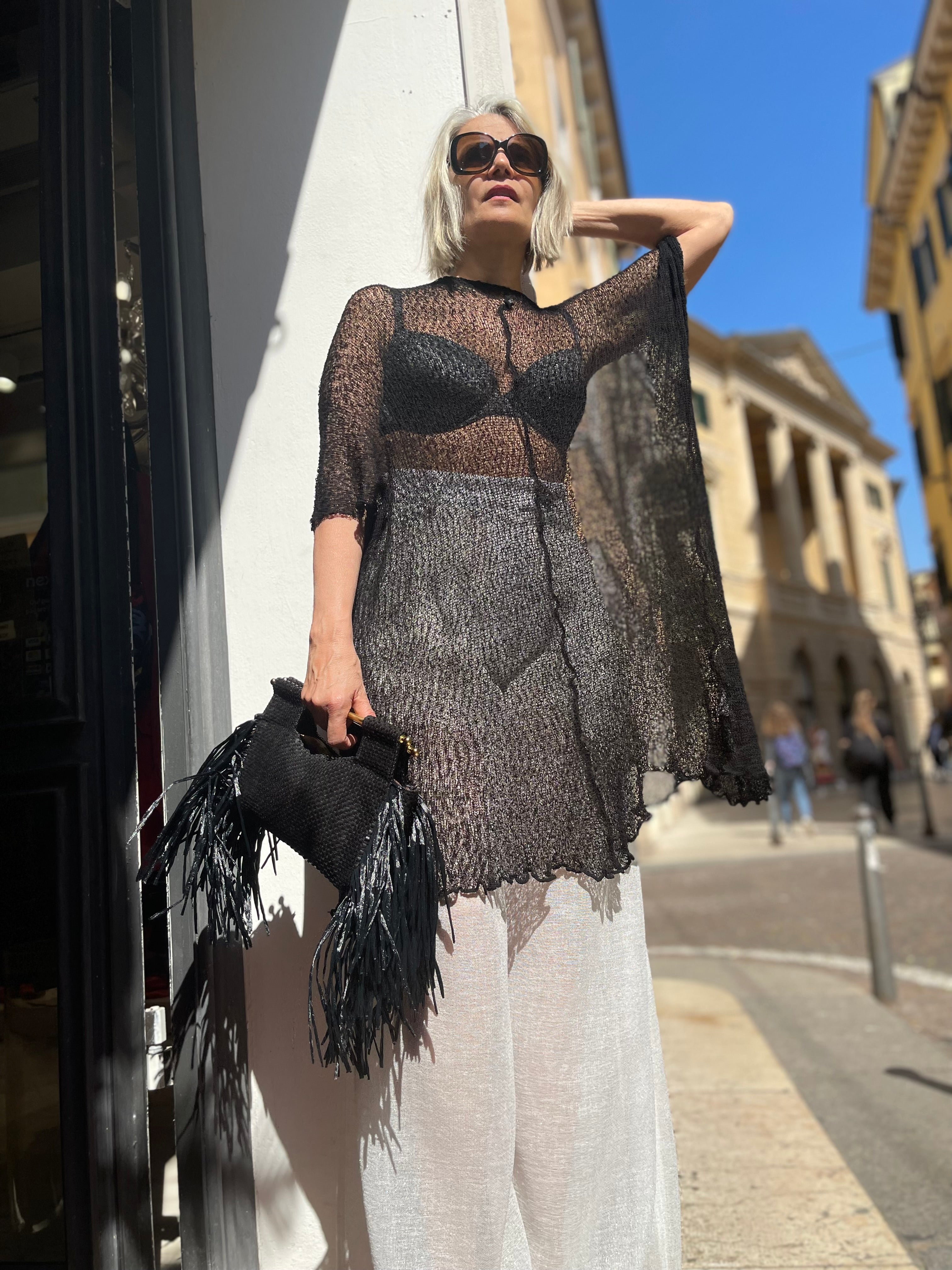 Cardigan nero in garzina