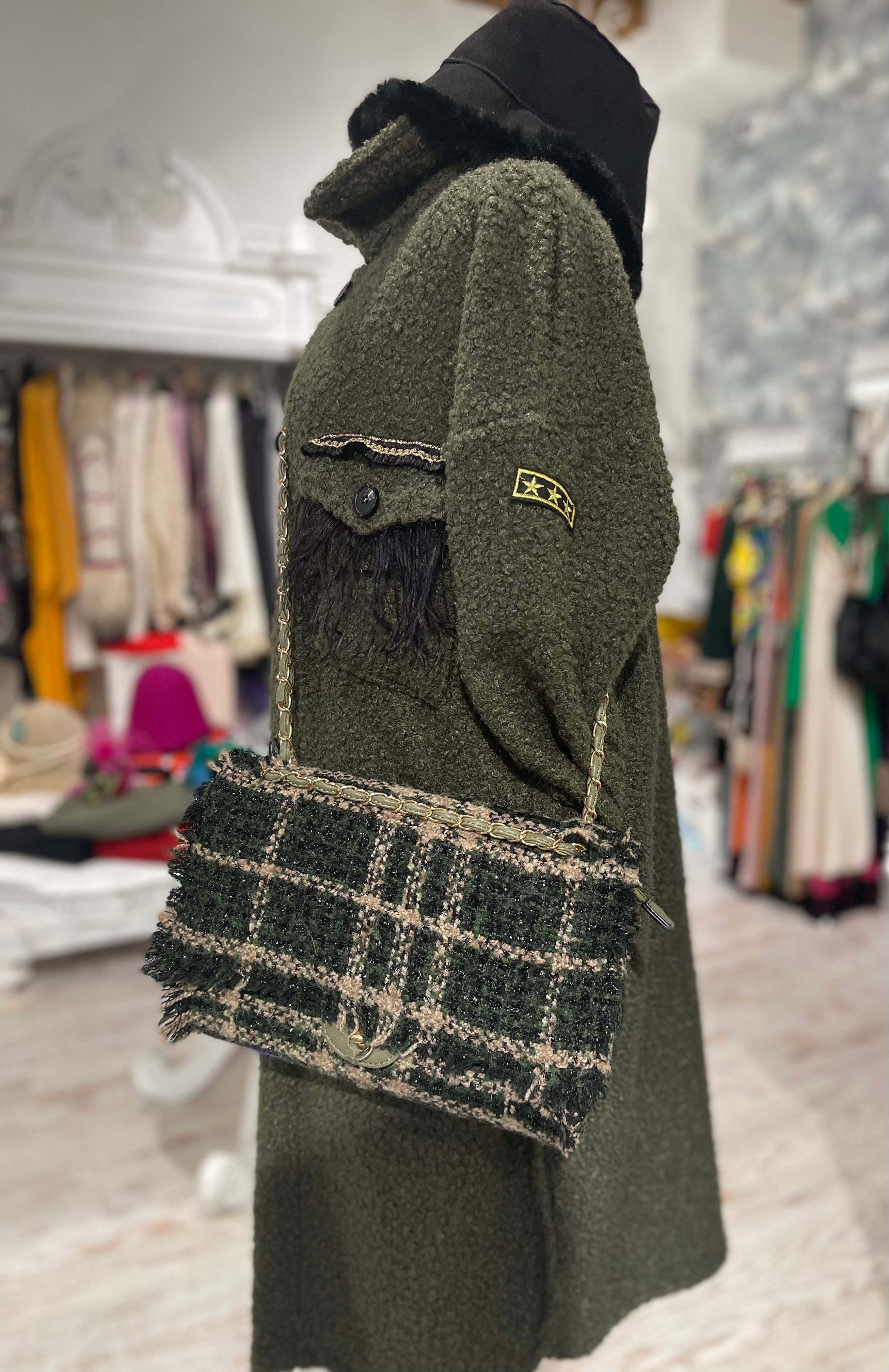 Borsa in Tweed Verde