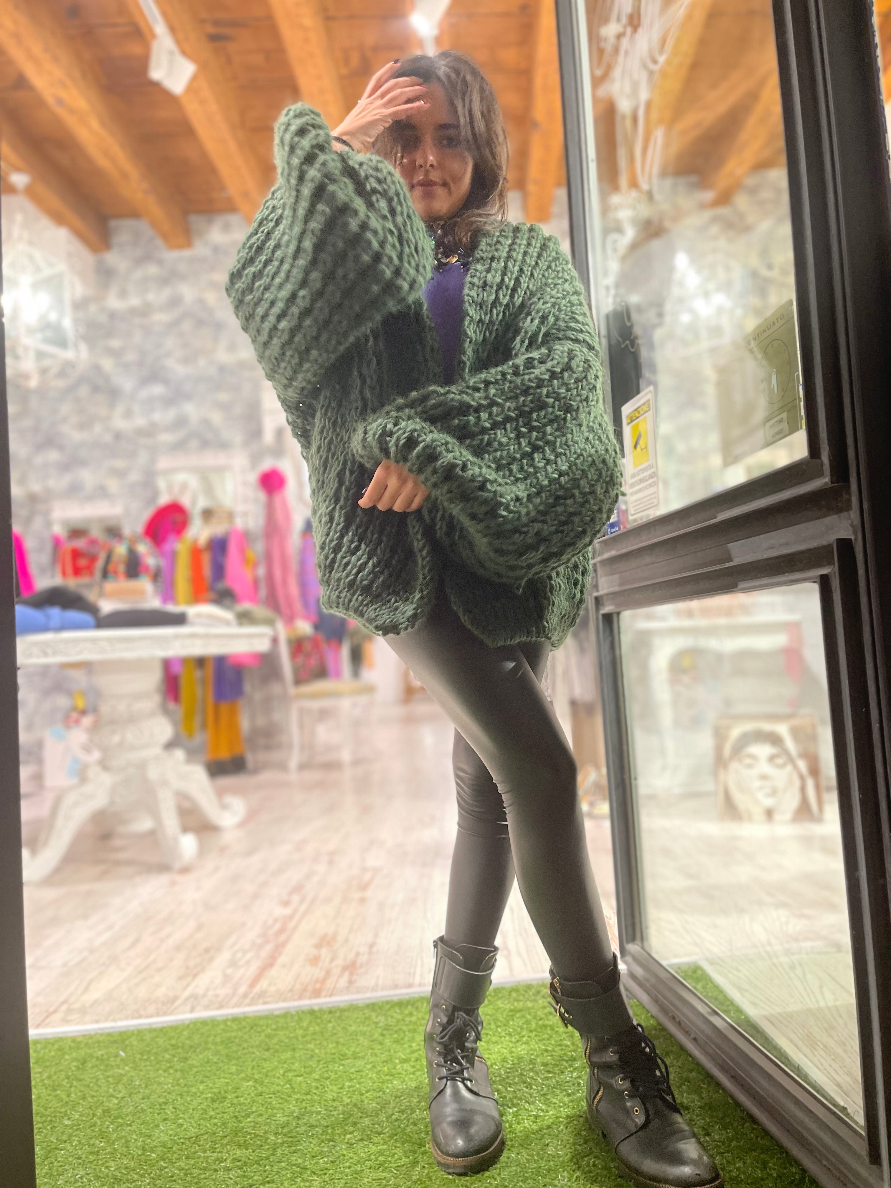 Bomber in lana Verde
