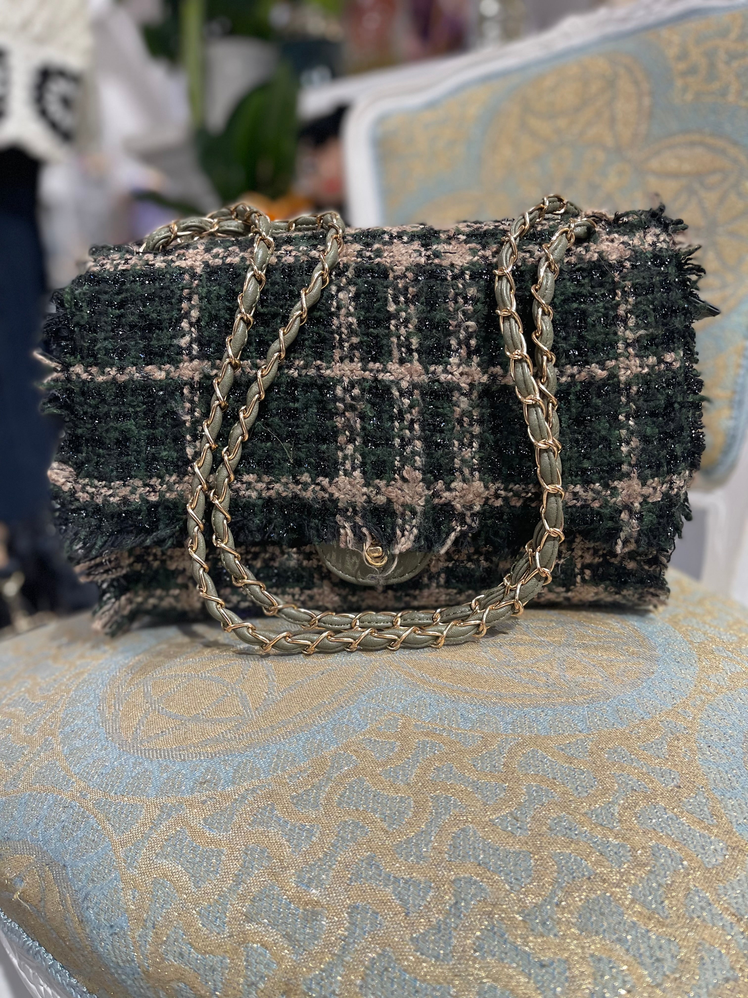 Borsa in Tweed Verde