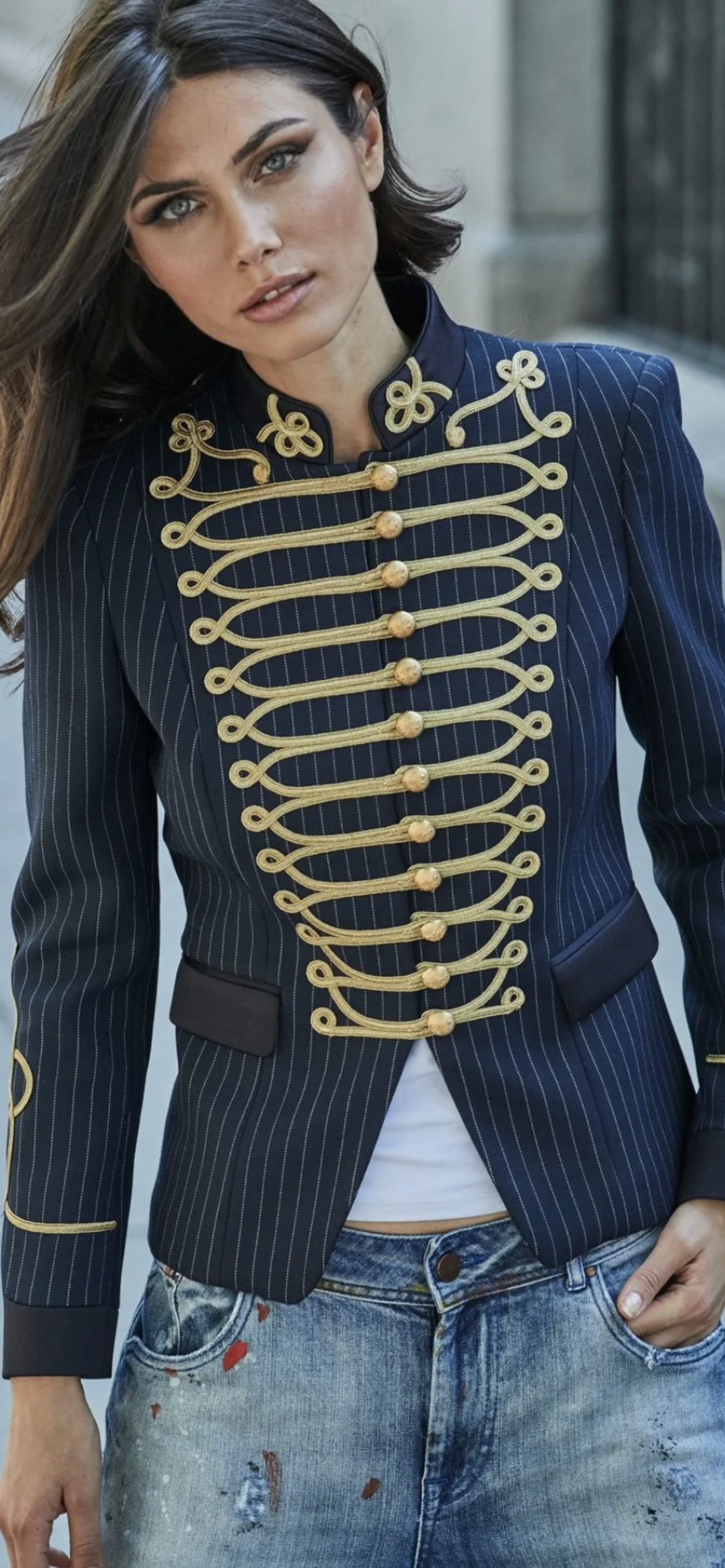 Giacca Renata Gessata Blu