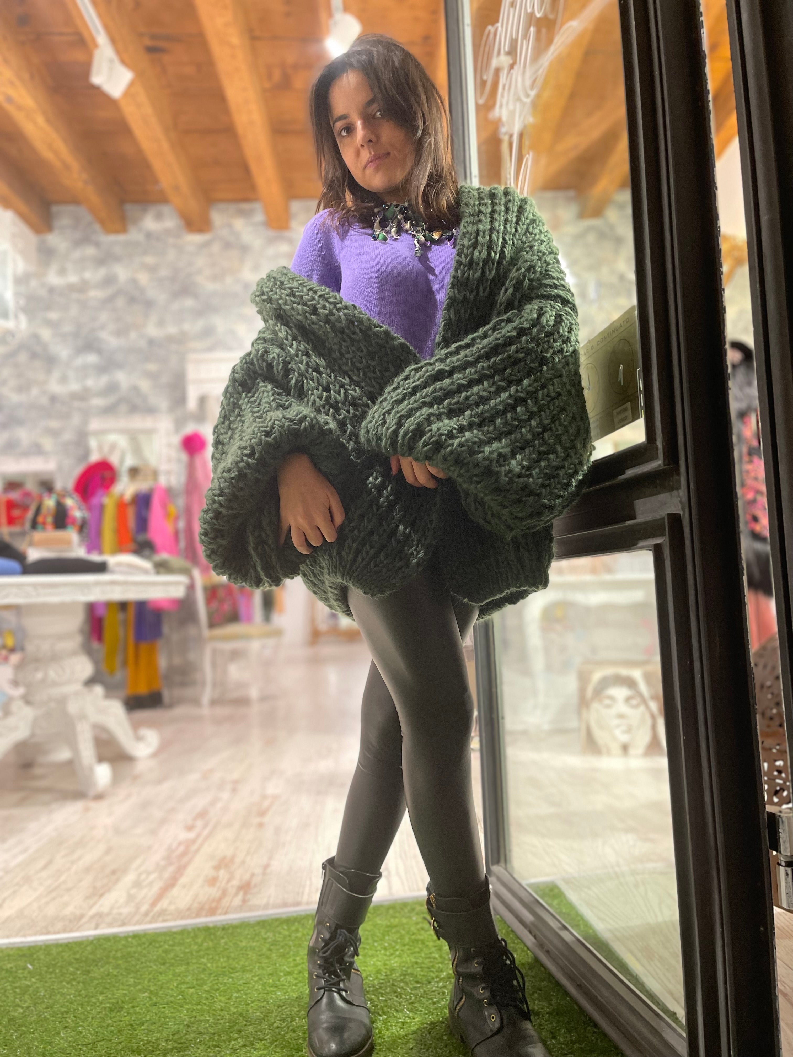 Bomber in lana Verde