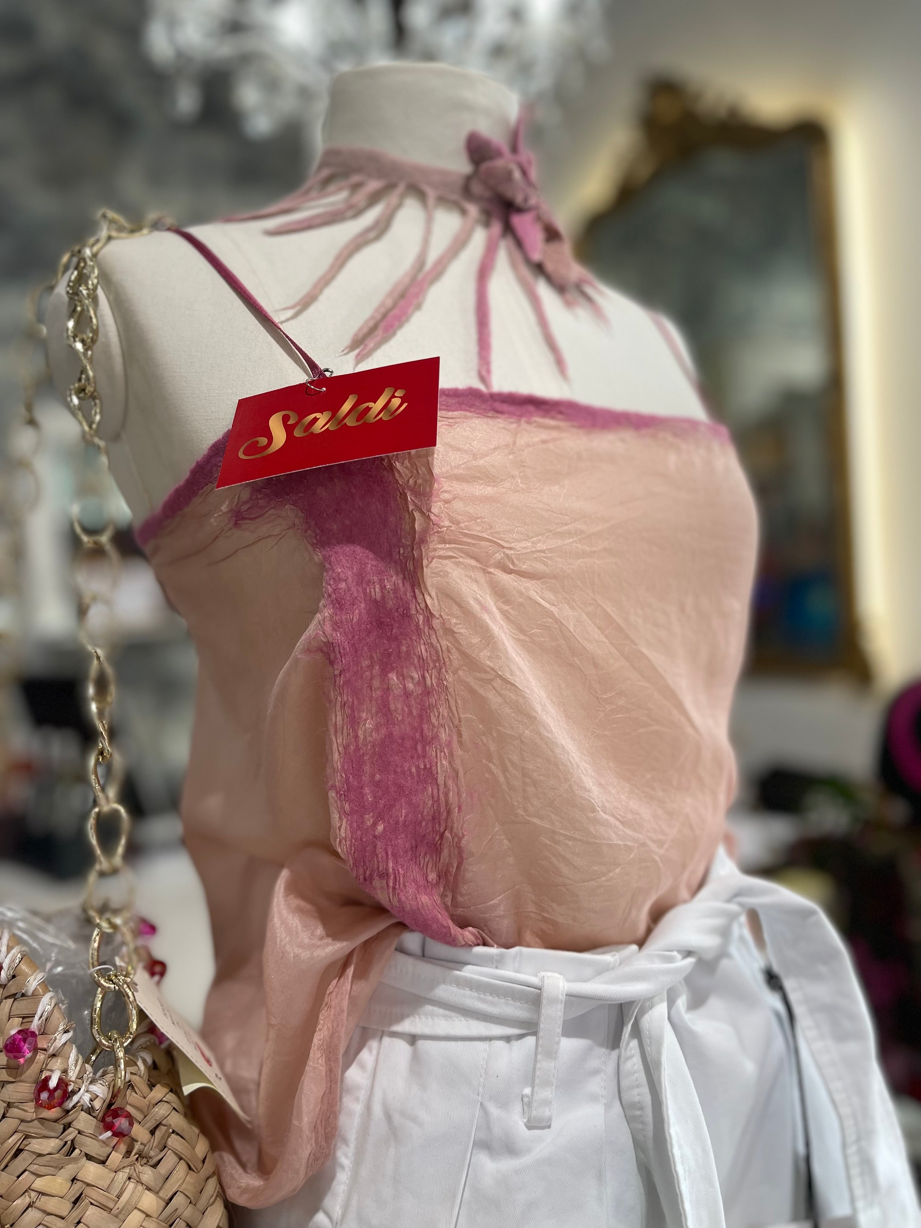 Top seta rosa antico