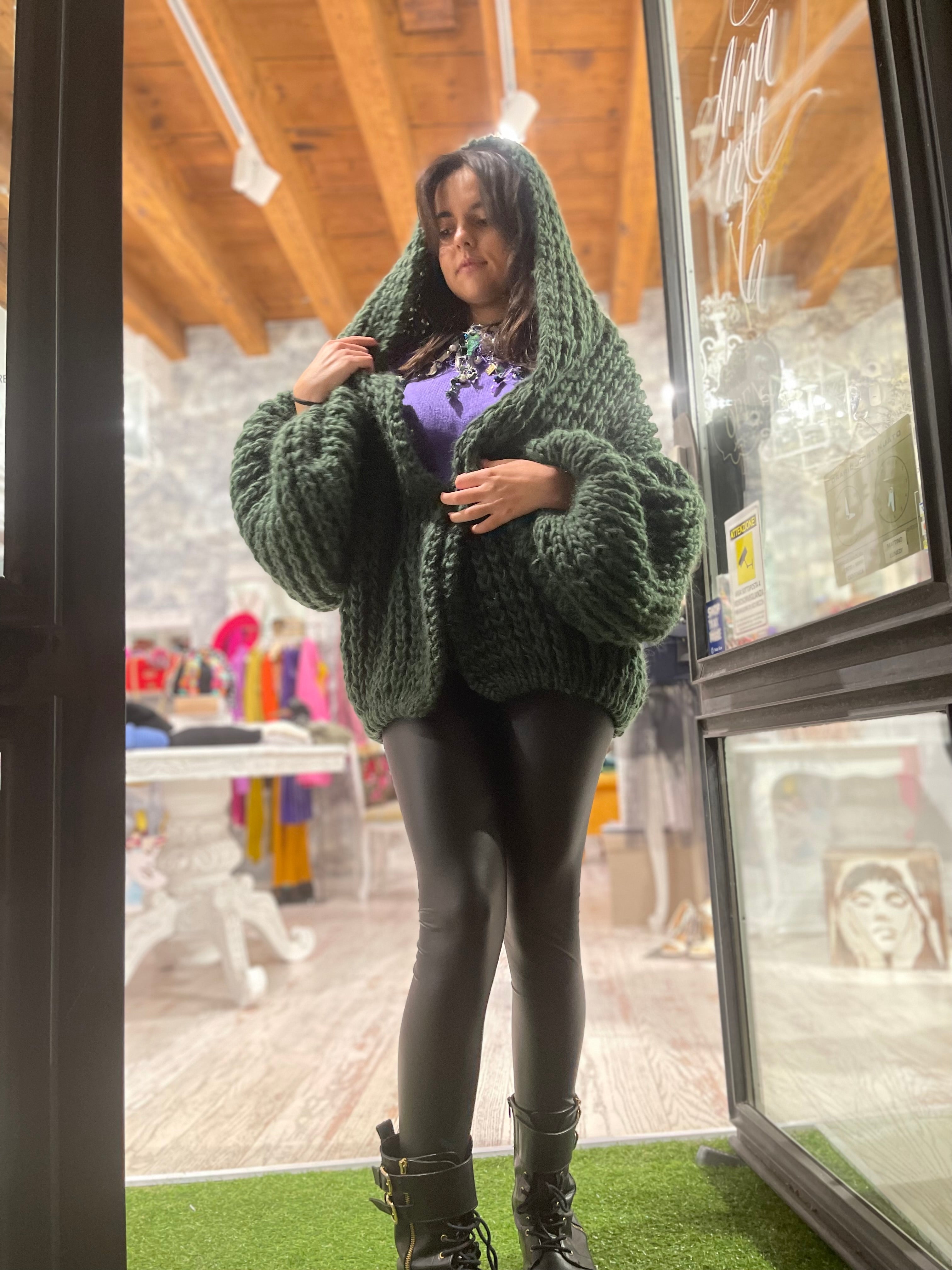 Bomber in lana Verde