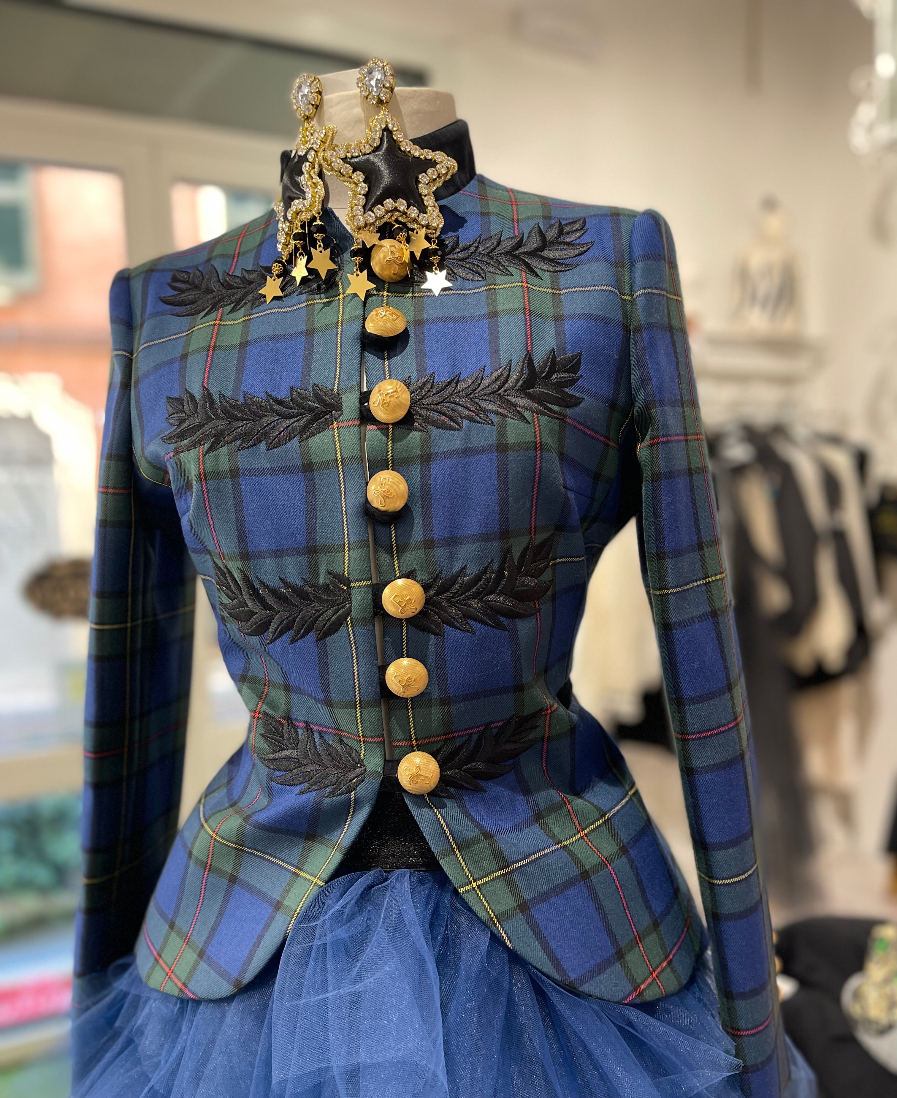 Giacca tartan blu