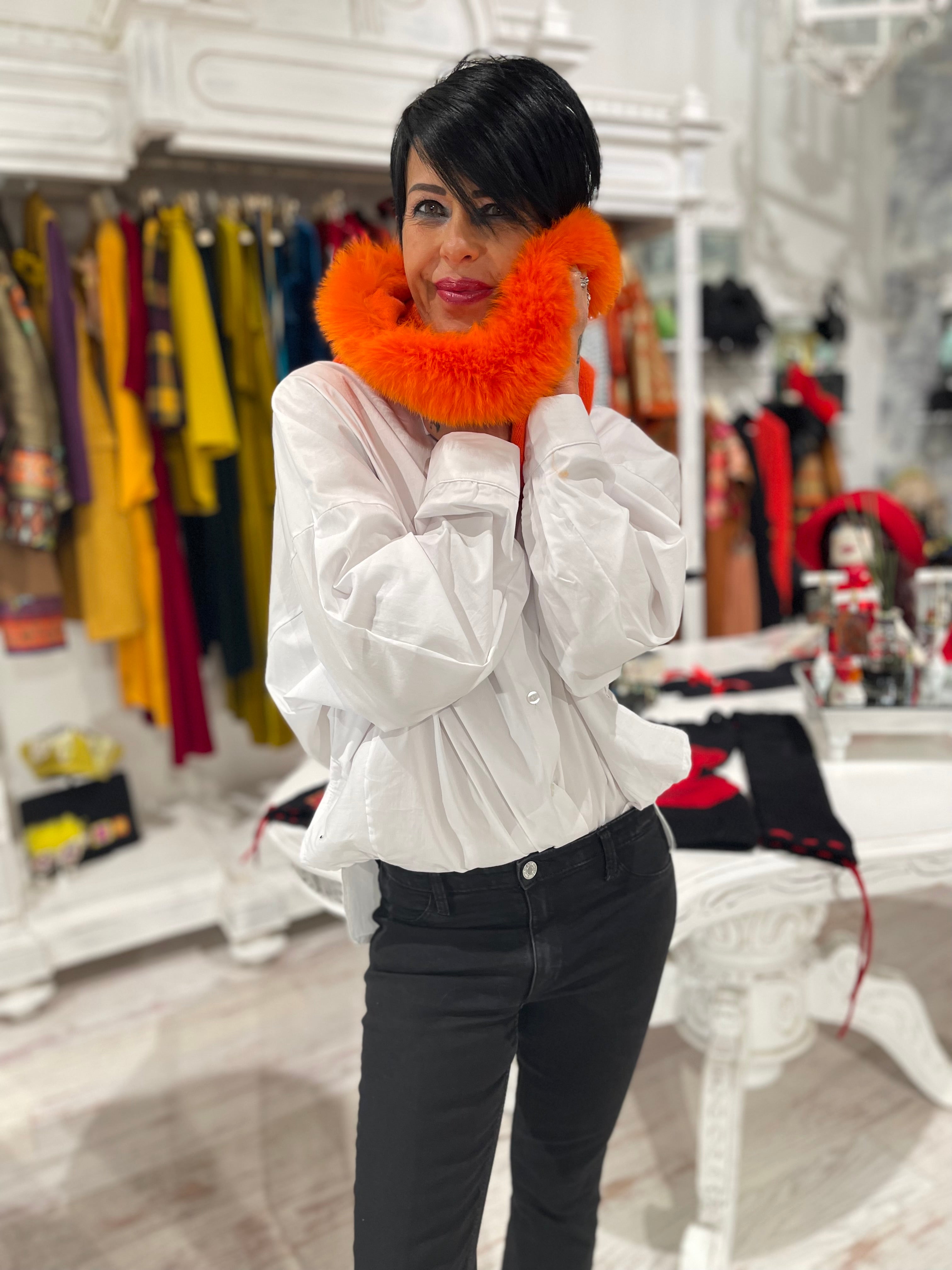 Cappuccio in cashmere Arancio