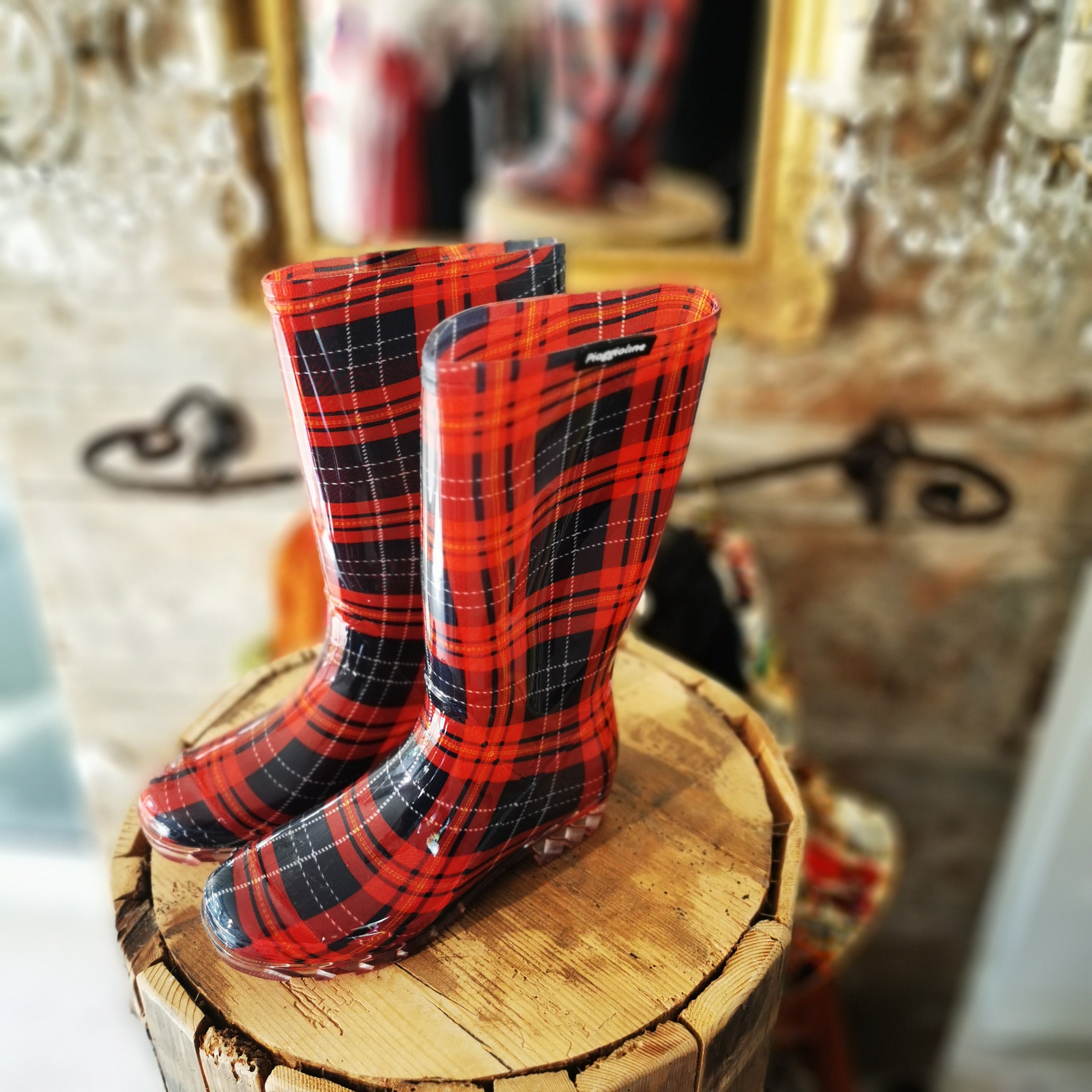 Stivale in gomma fantasia tartan