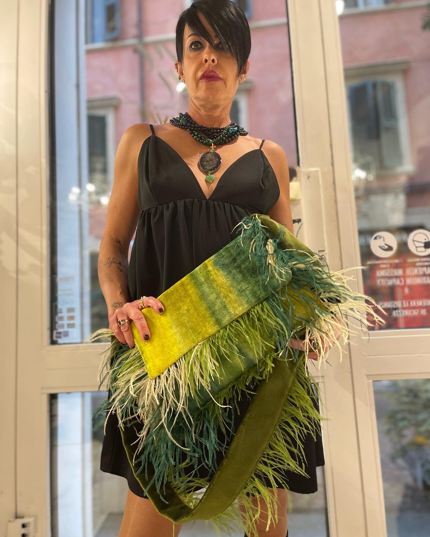 Borsa velvet lime