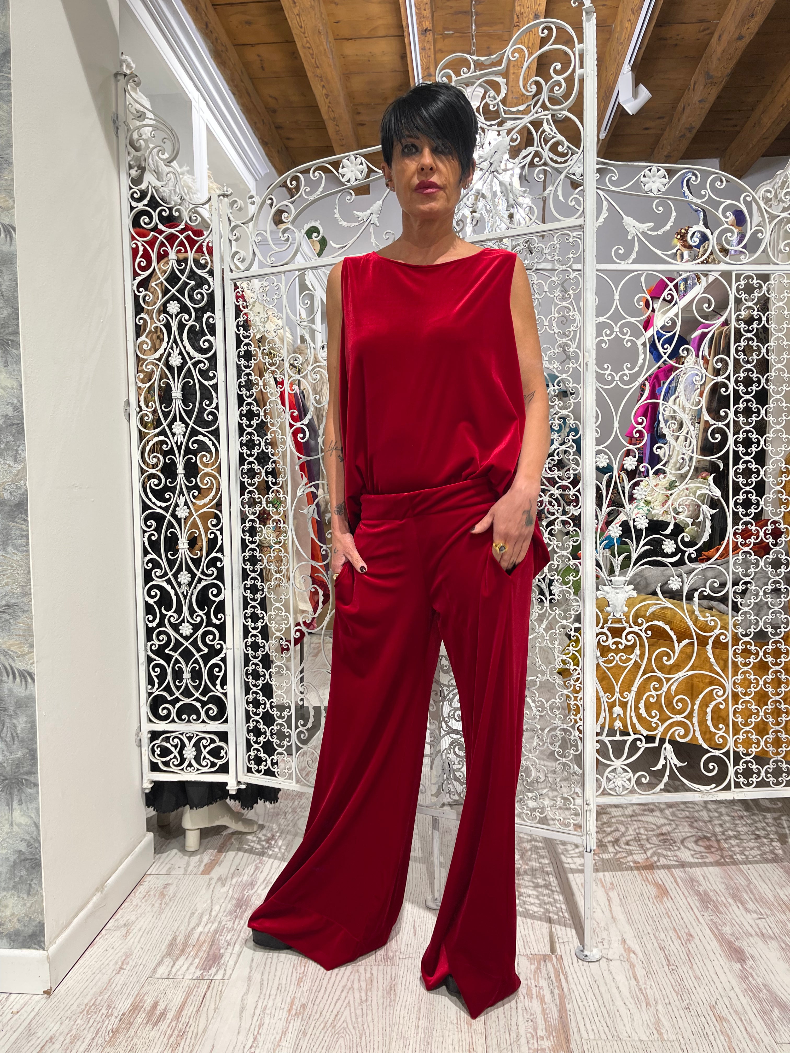 Pantaloni velluto rosso