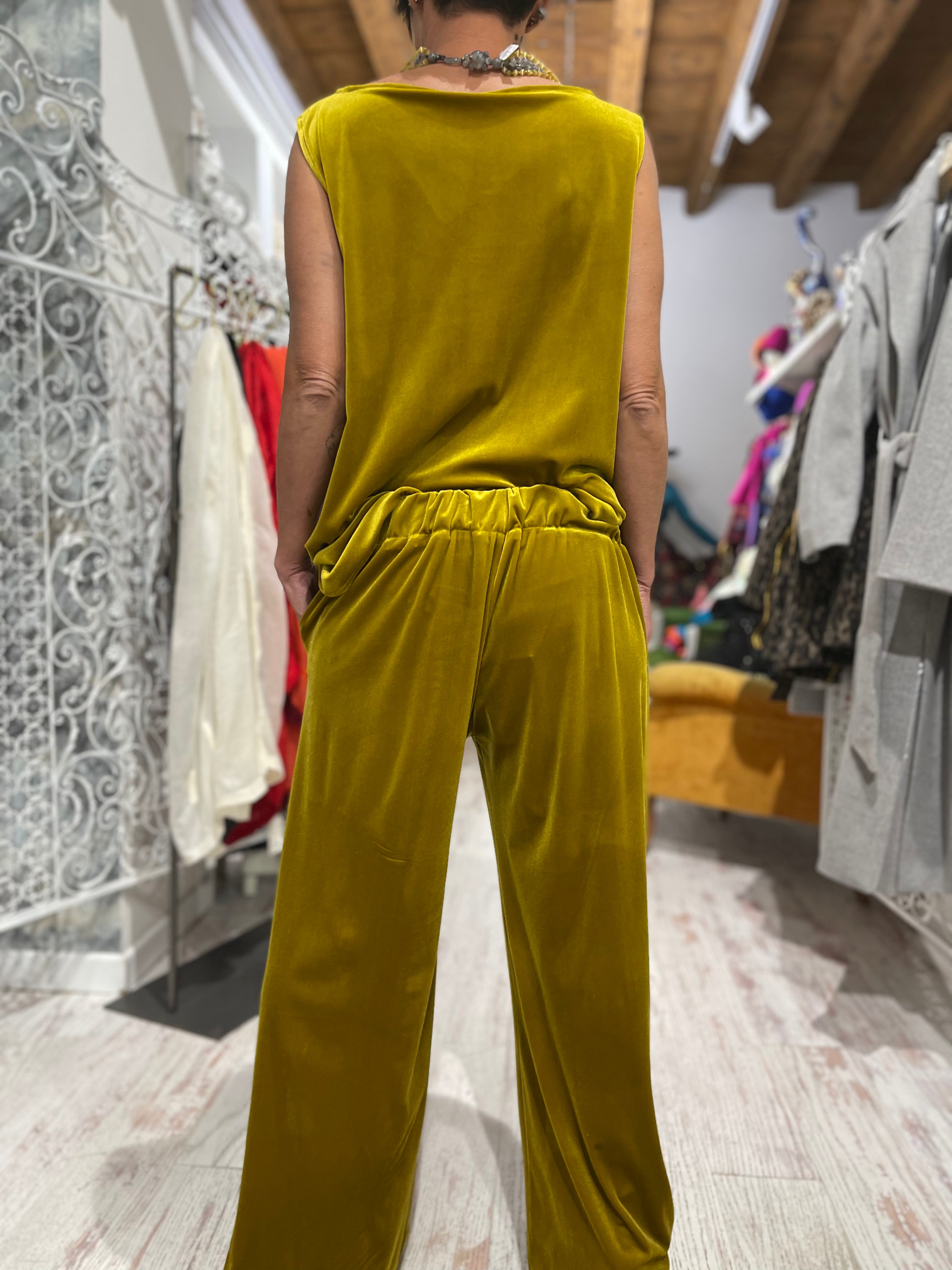 Pantalone velluto senape