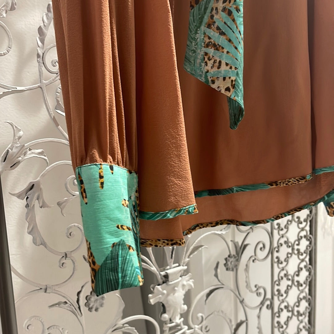 Camicia seta con fiocco Animalier