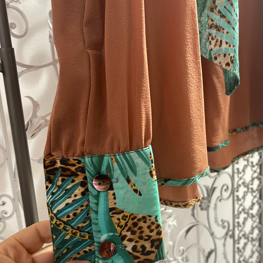 Camicia seta con fiocco Animalier