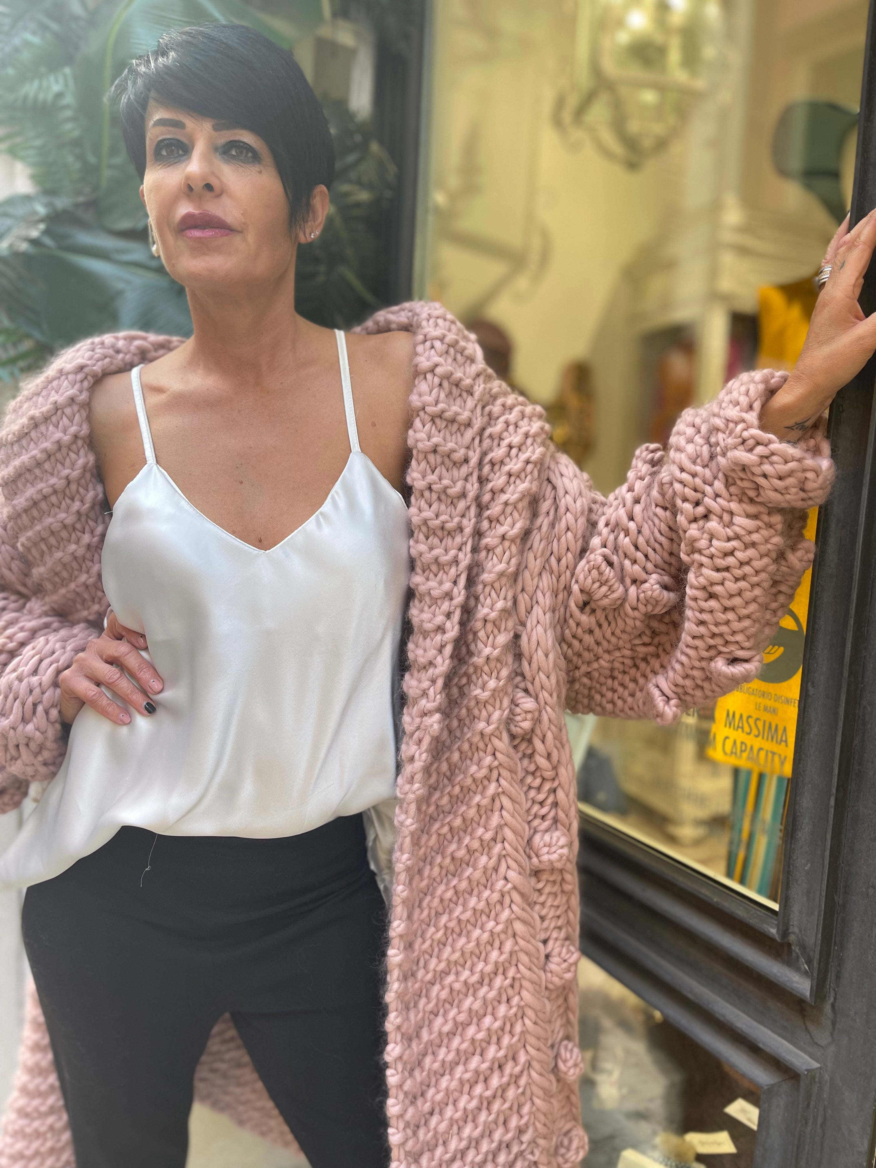 Cappotto lana rosa Amarantissima
