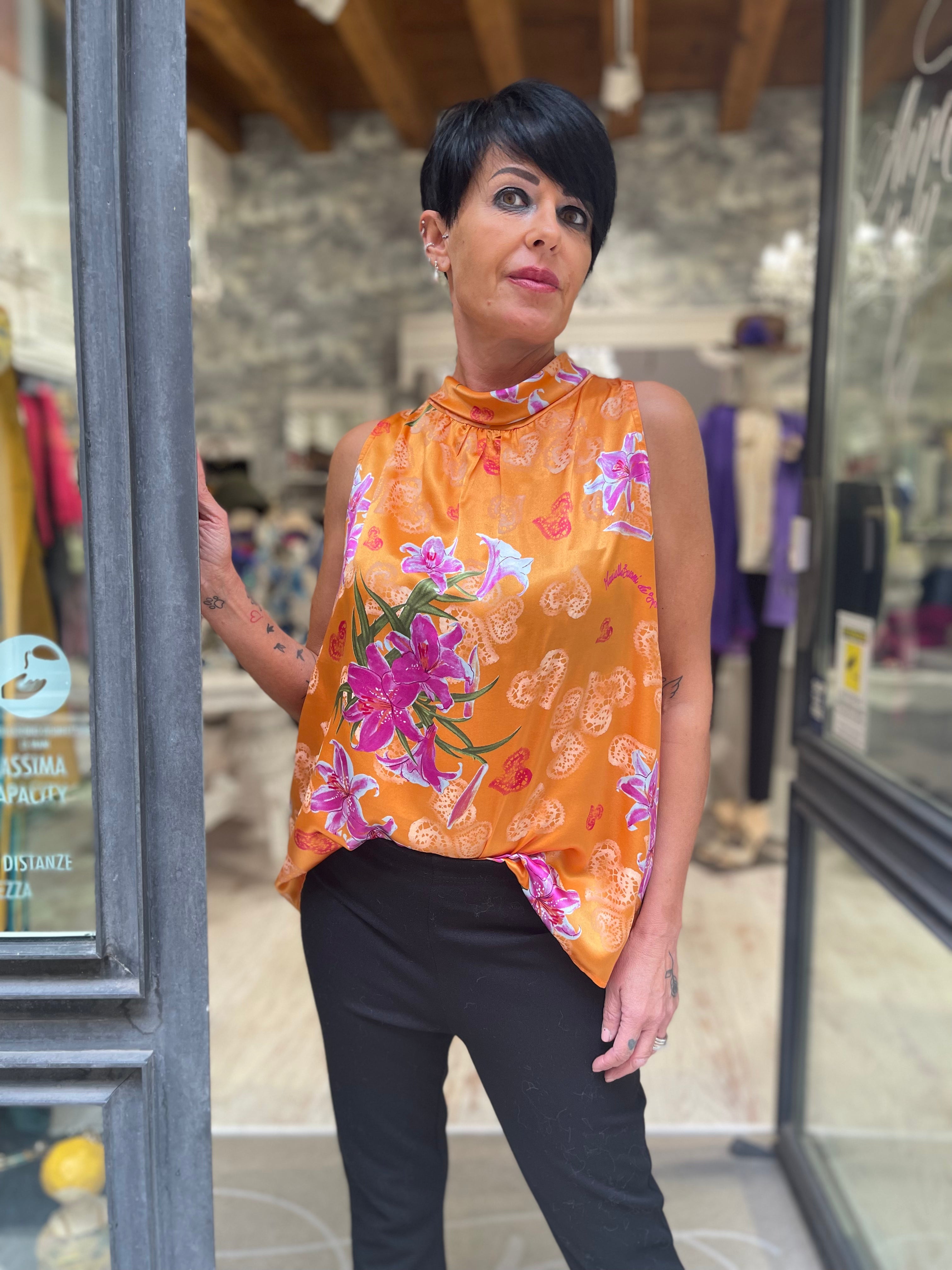 Camicia seta arancio