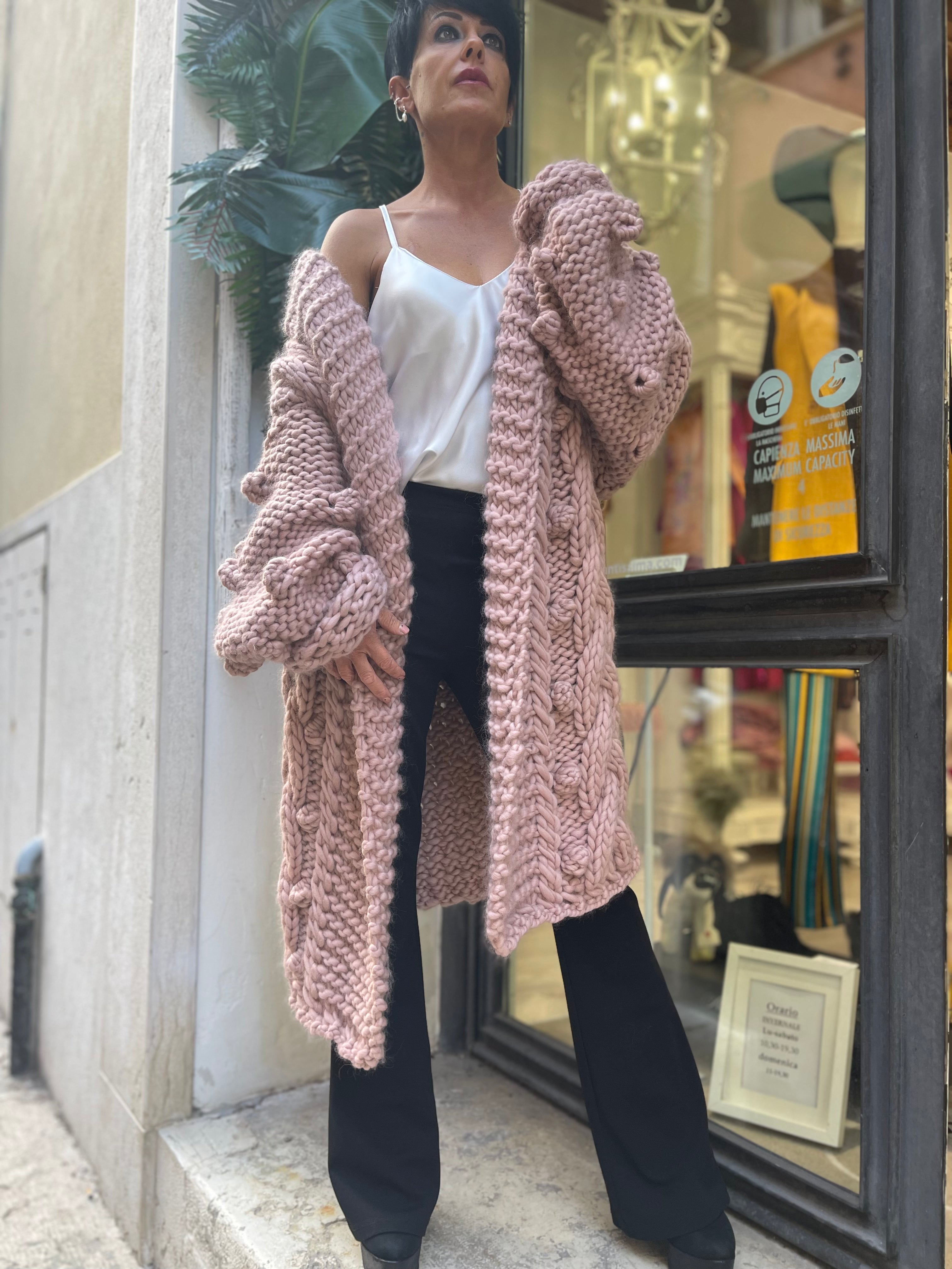 Cappotto lana rosa Amarantissima
