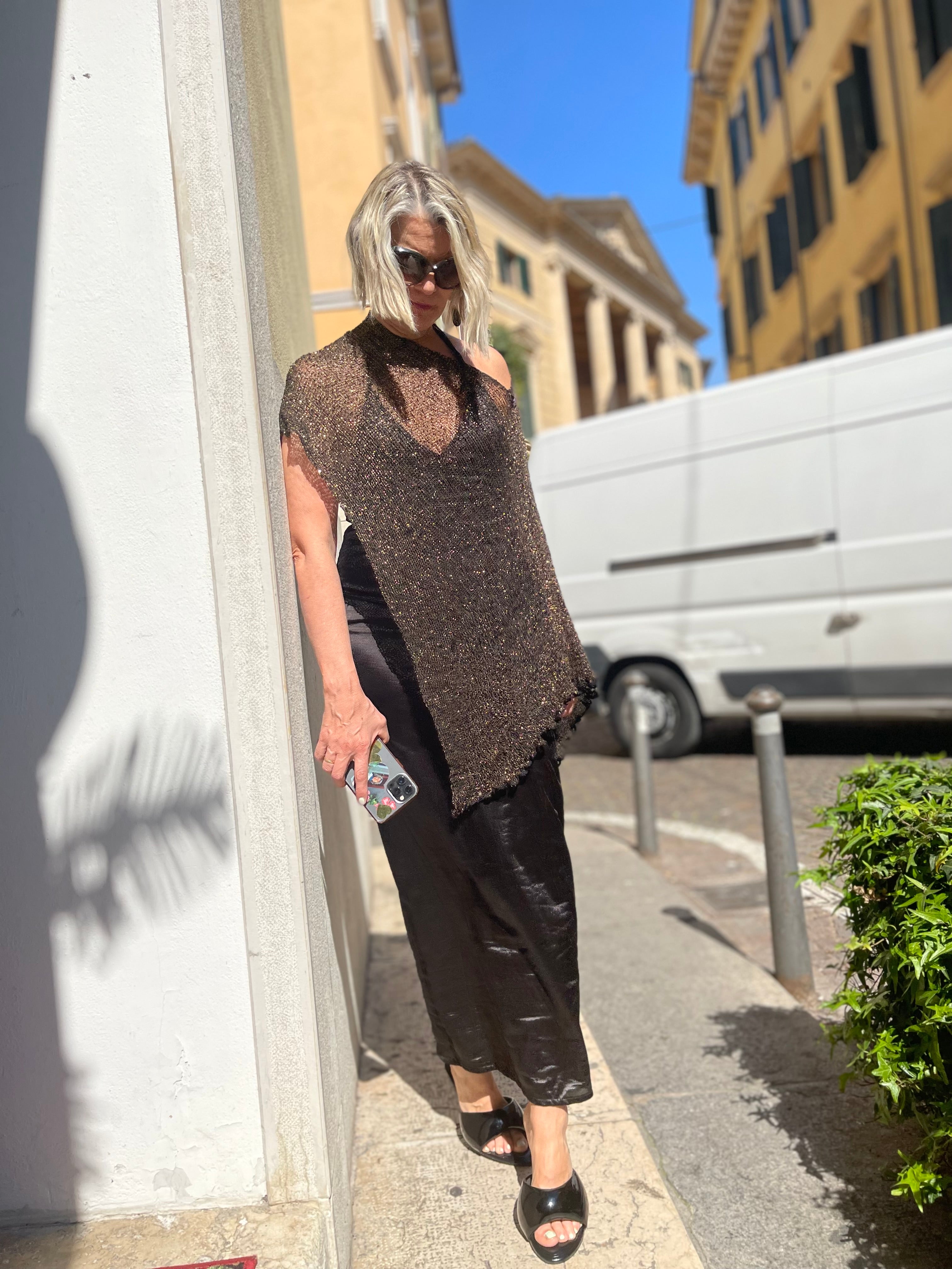 Poncho Nero Lurex