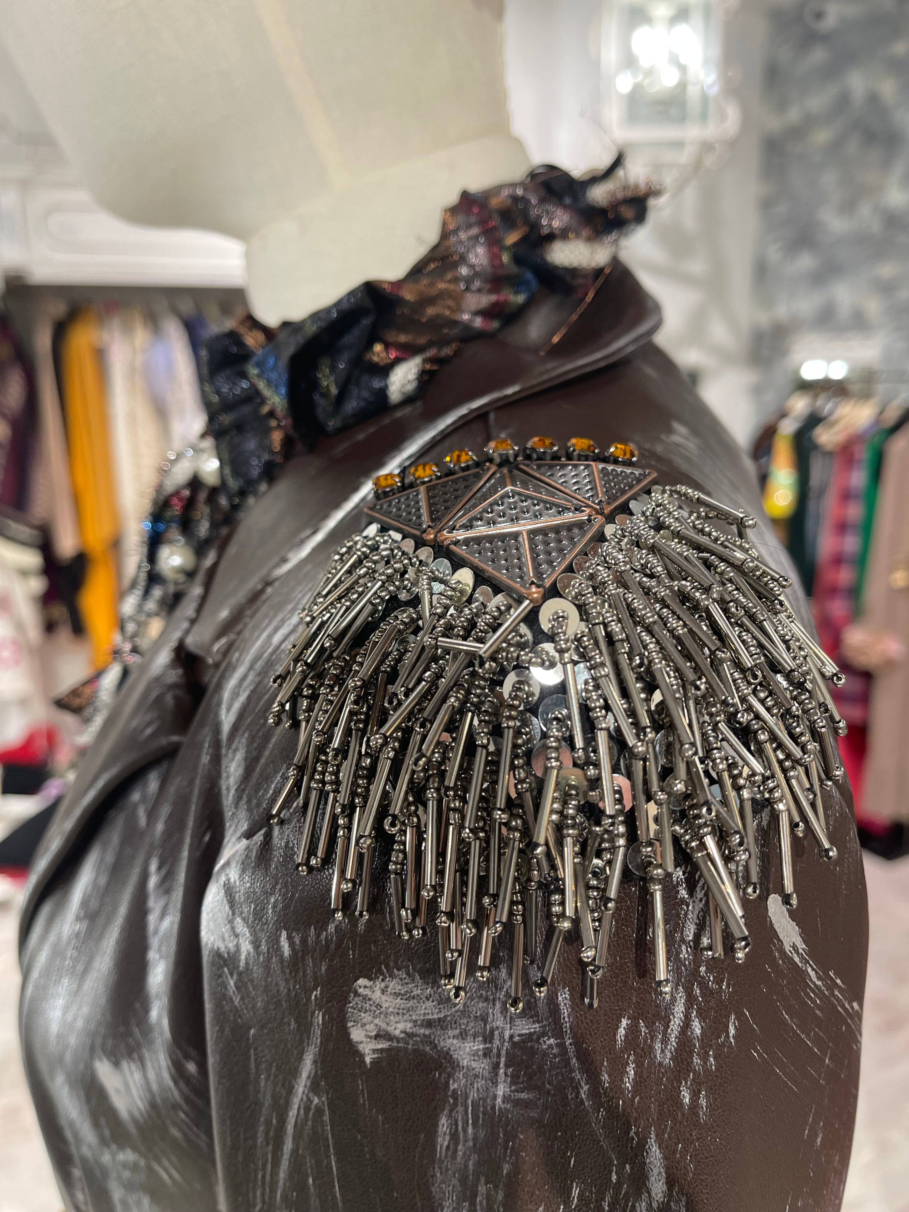 Giacchino in ecopelle con schizzi argento