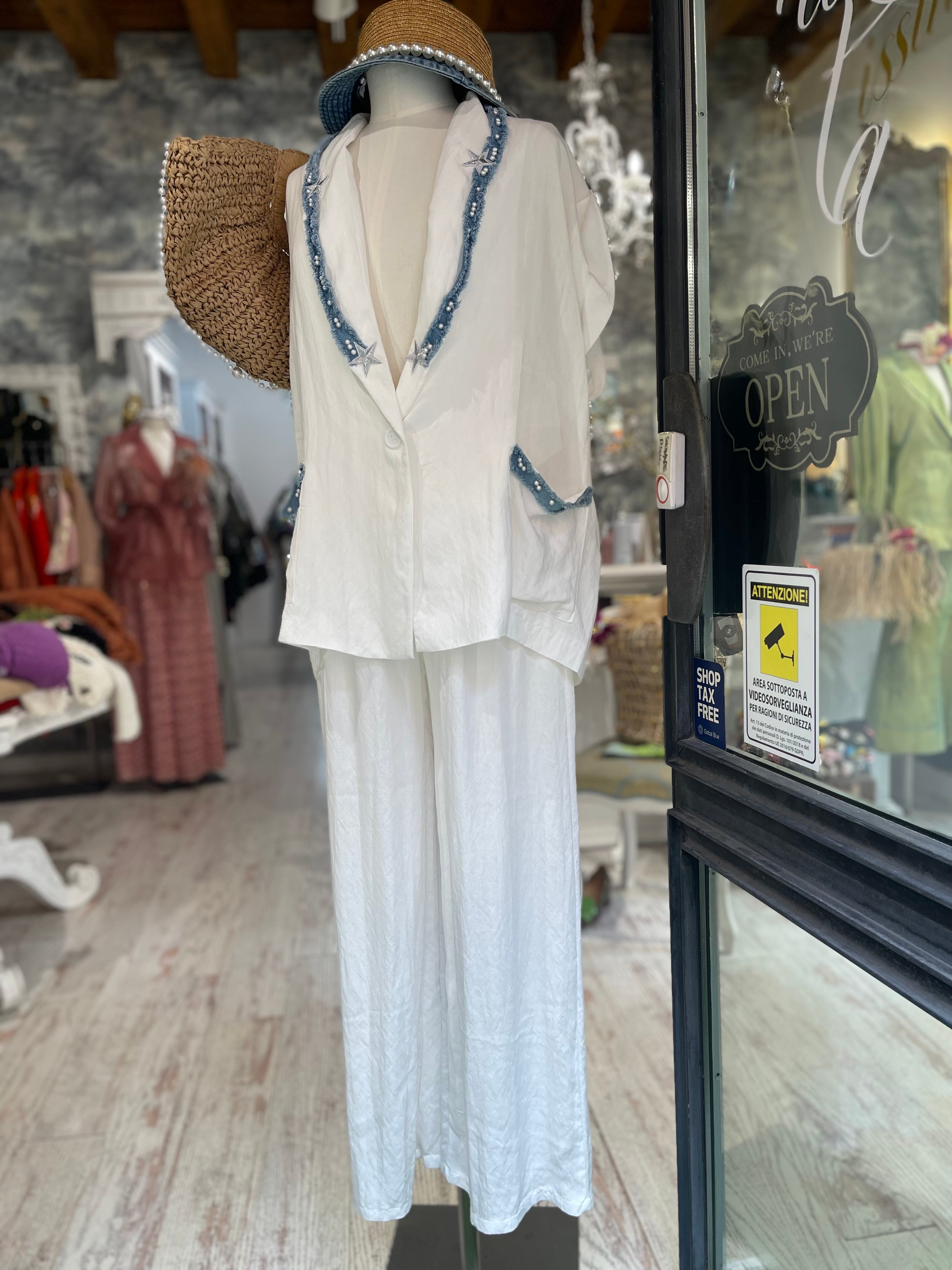 Pantalone lino bianco