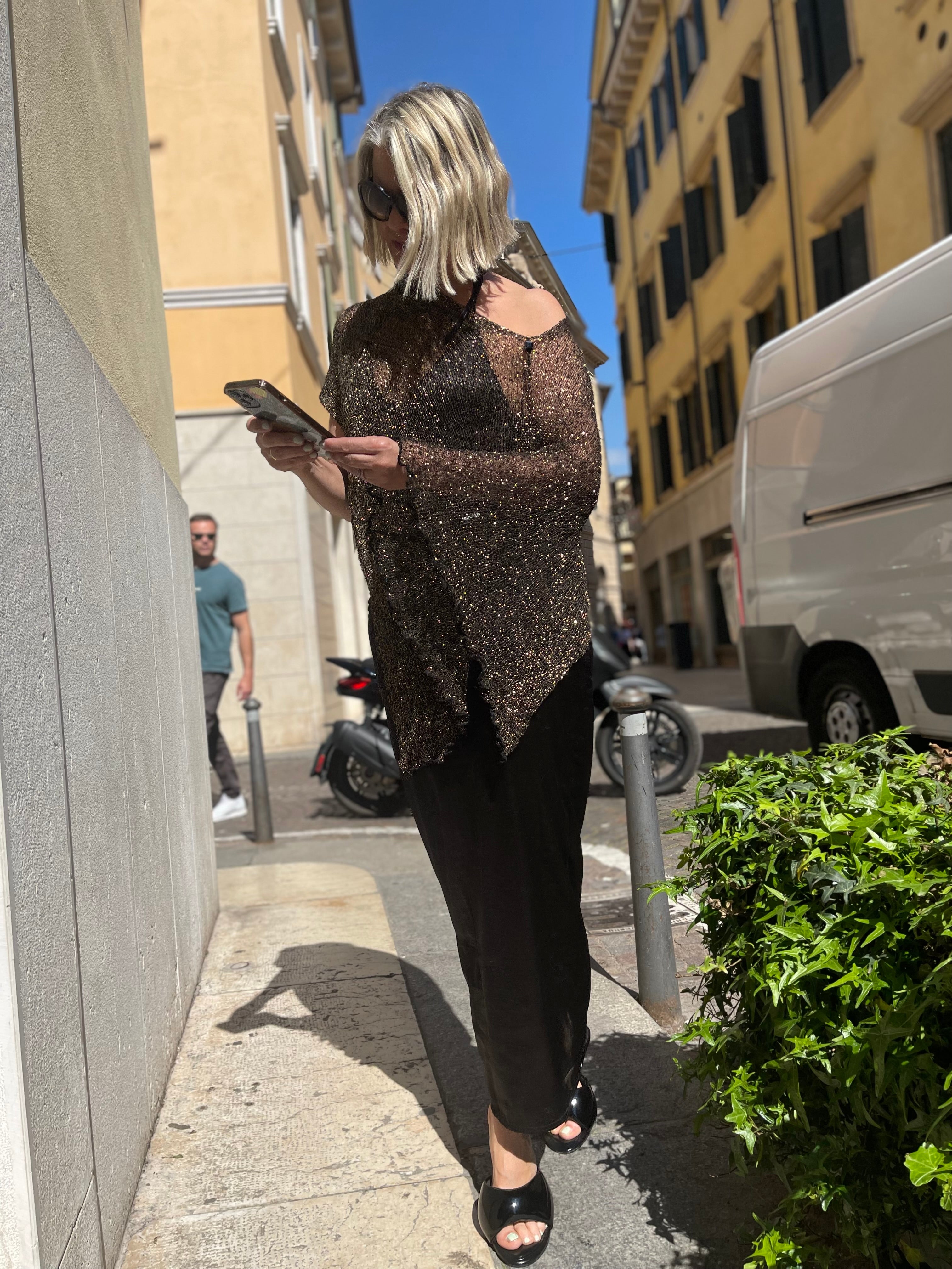 Poncho Nero Lurex