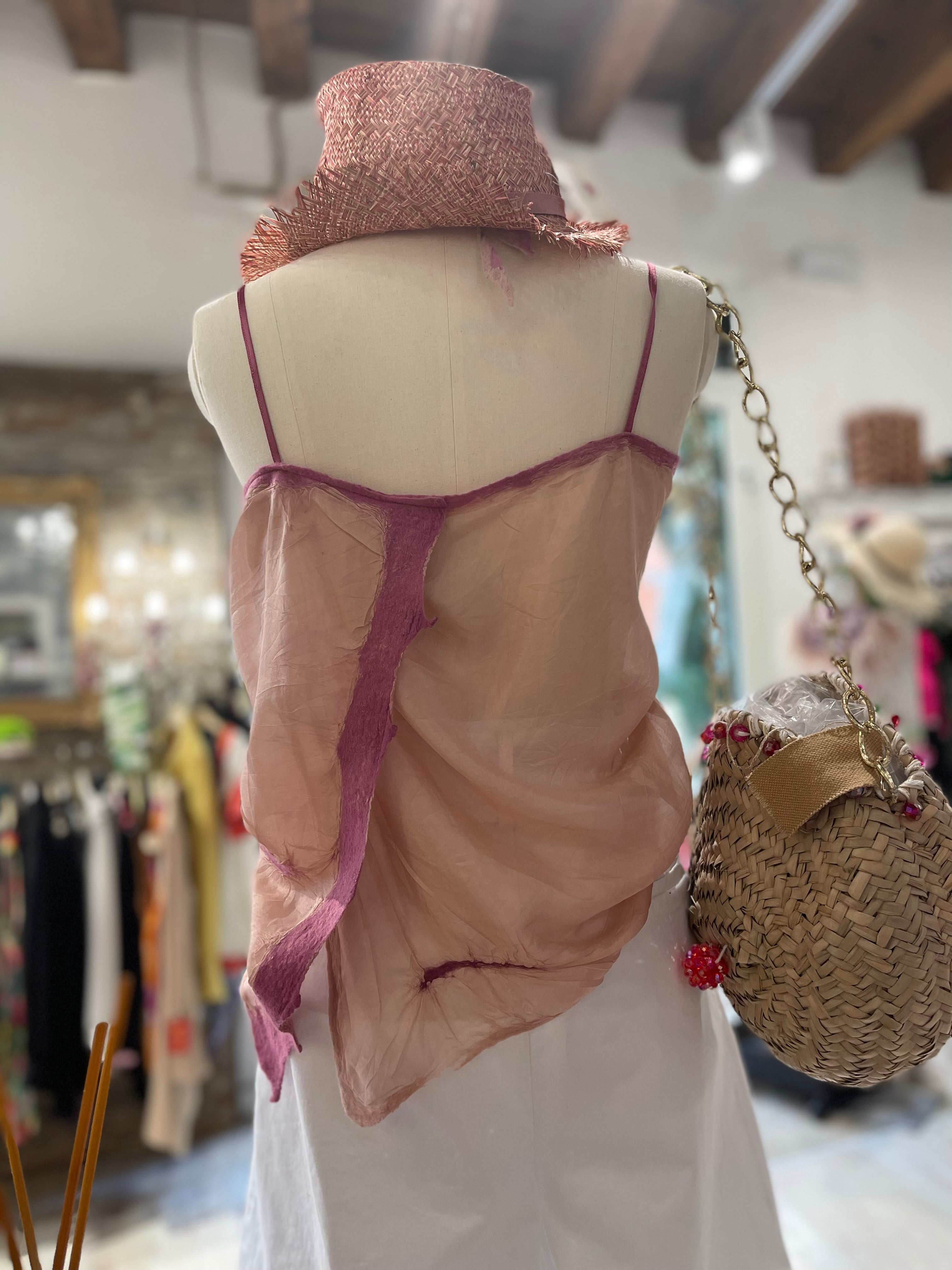 Top seta rosa antico