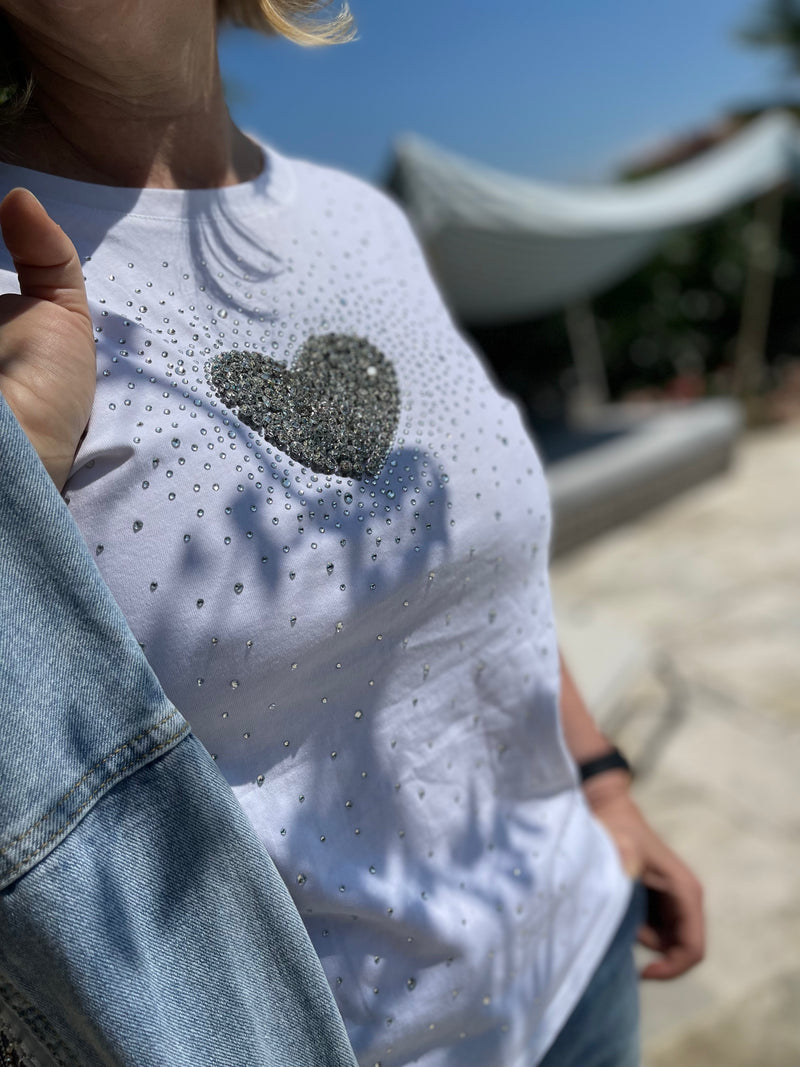 Tshirt cuore Strass