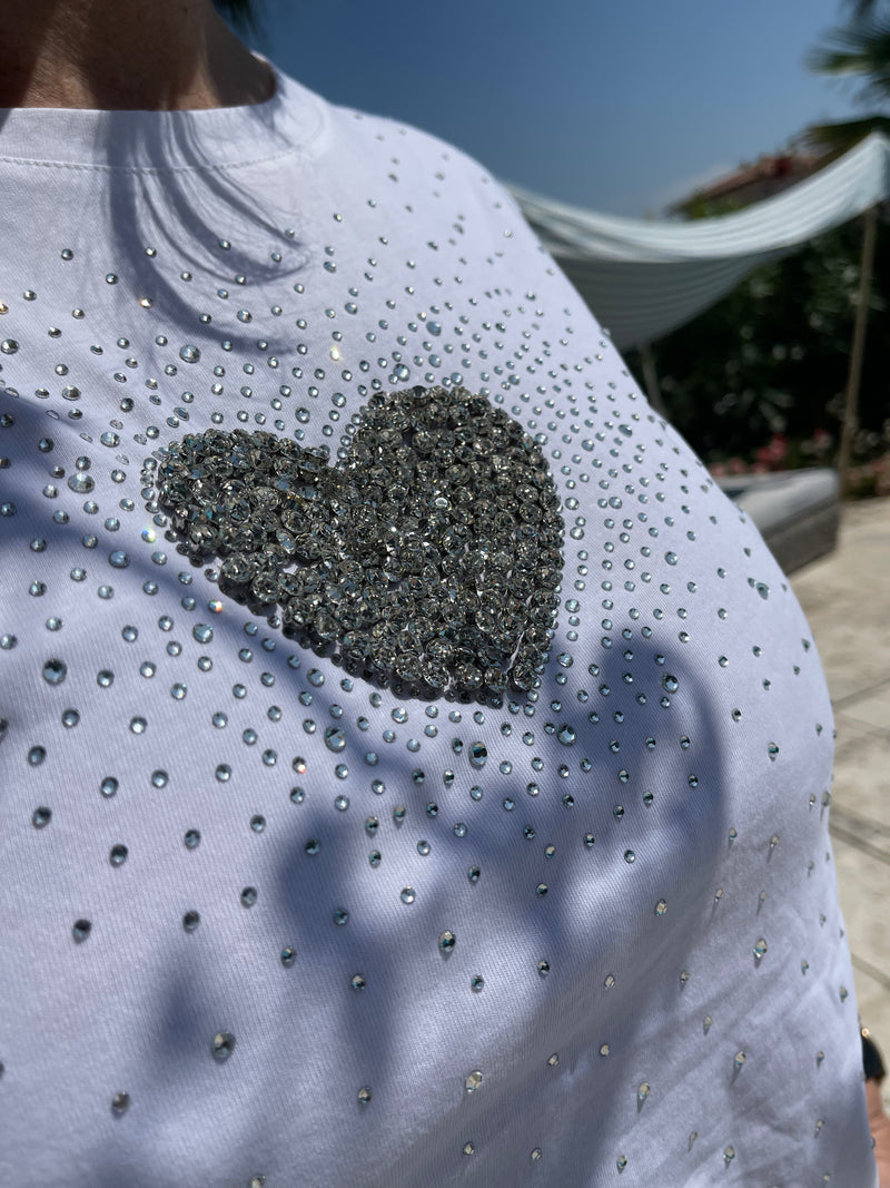 Tshirt cuore Strass