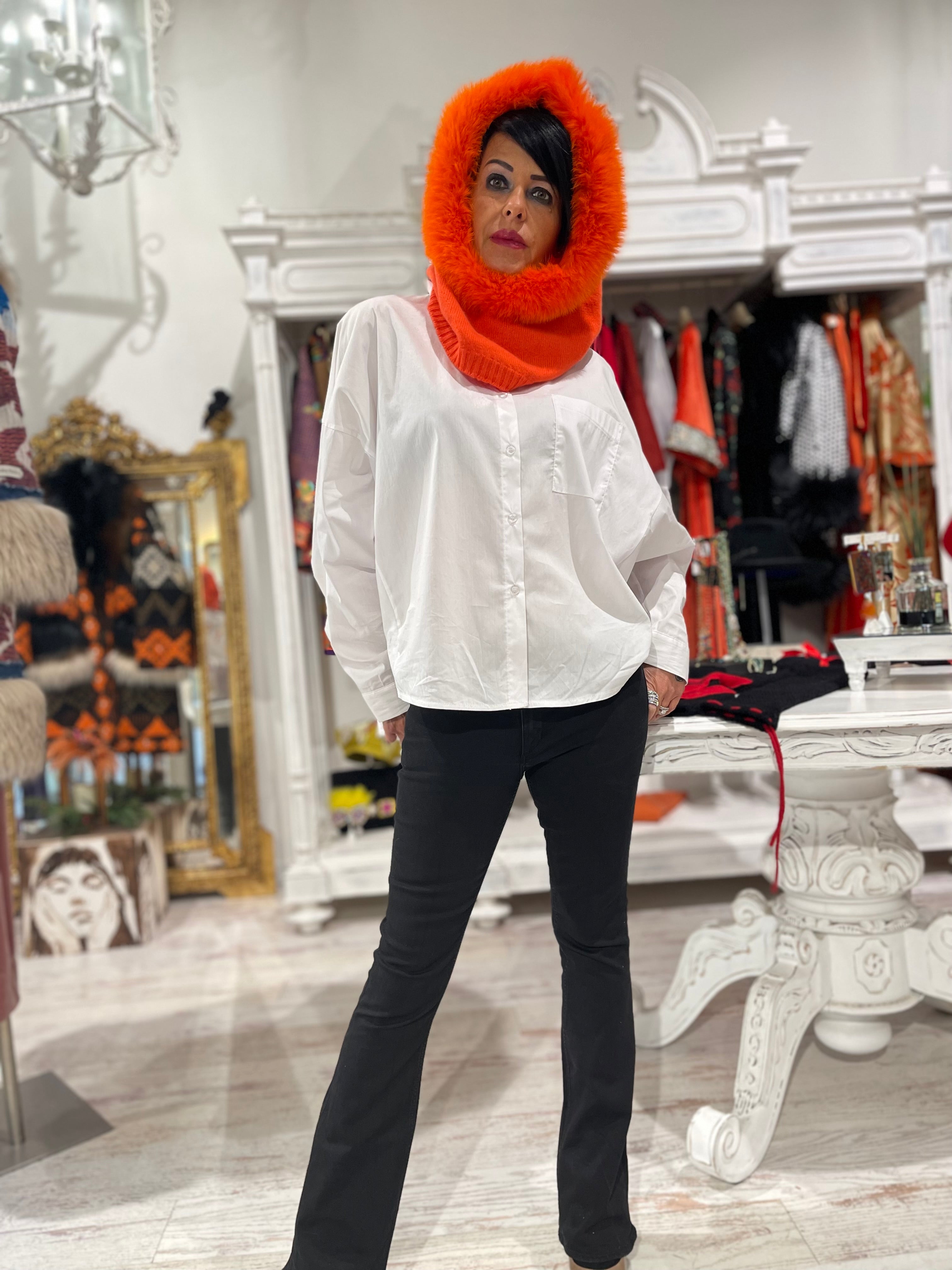 Cappuccio in cashmere Arancio