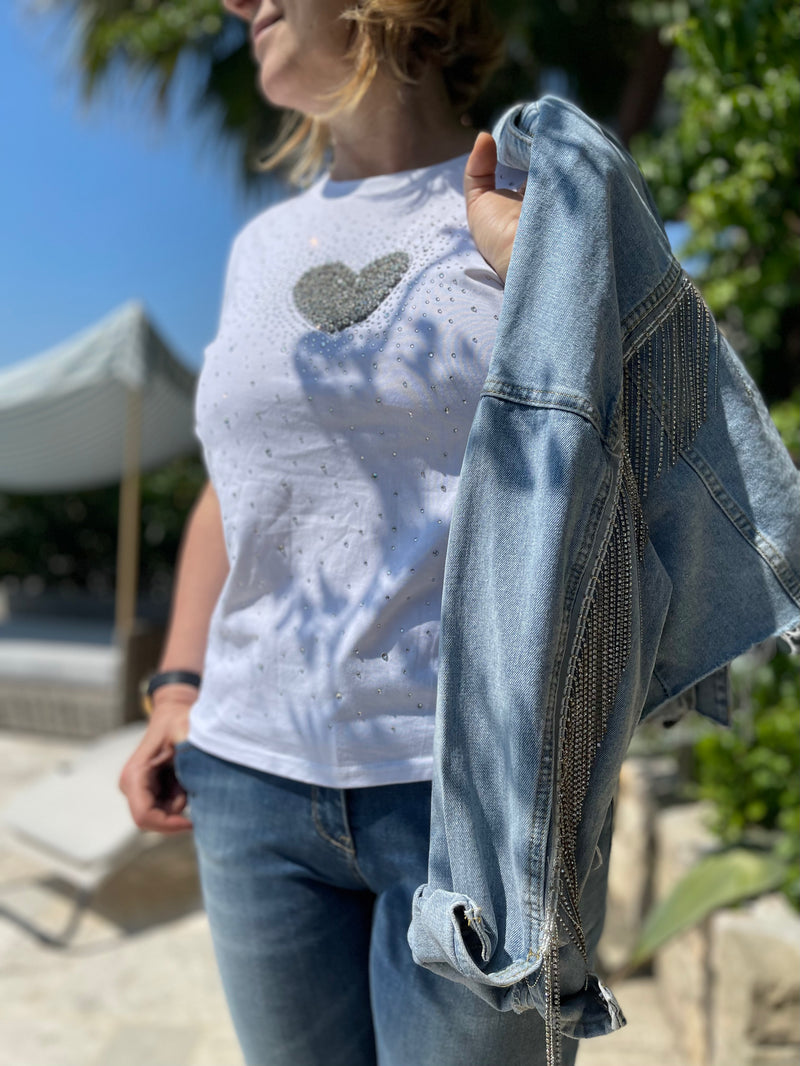 Tshirt cuore Strass