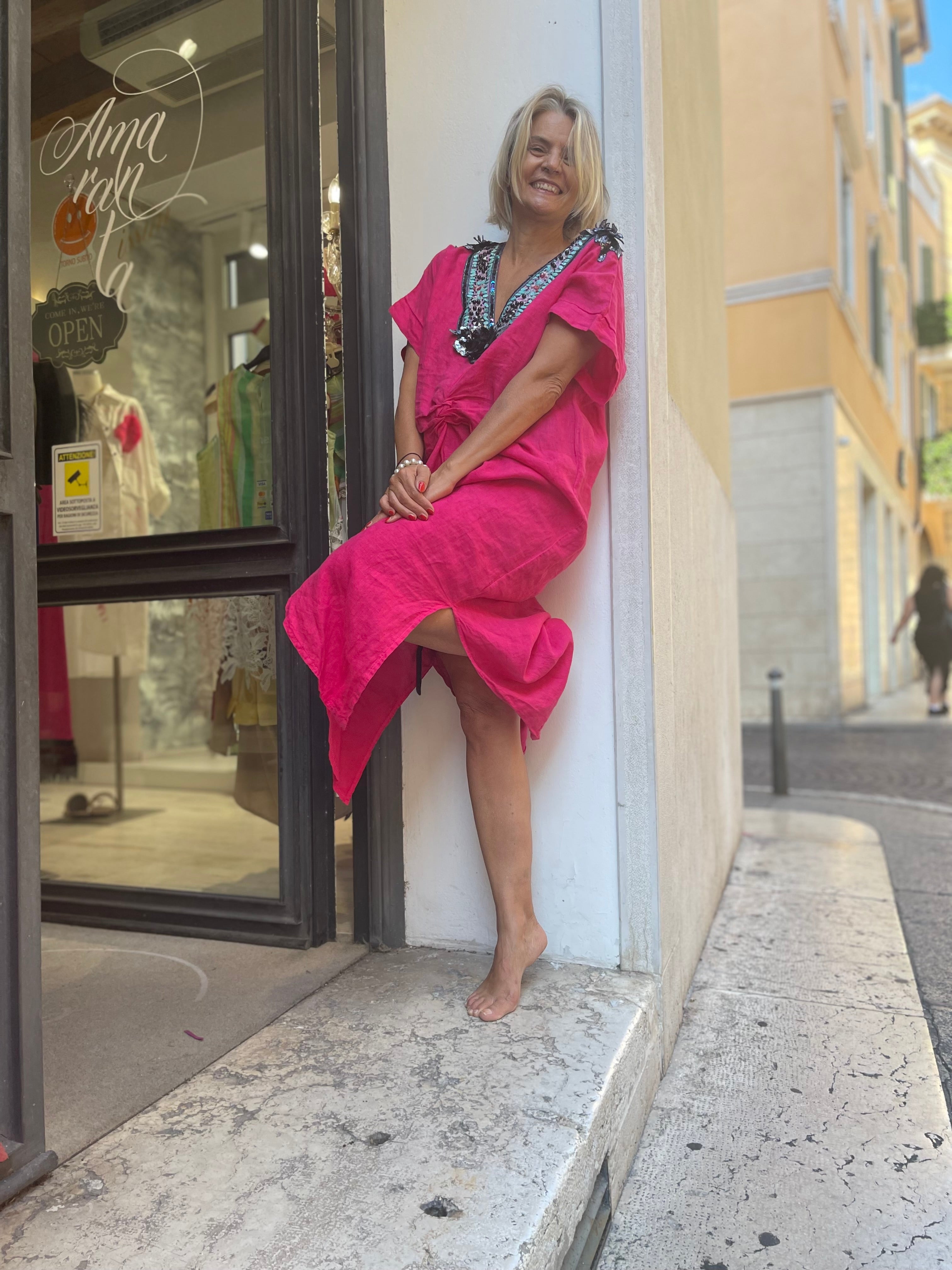 Caftano Fuxia