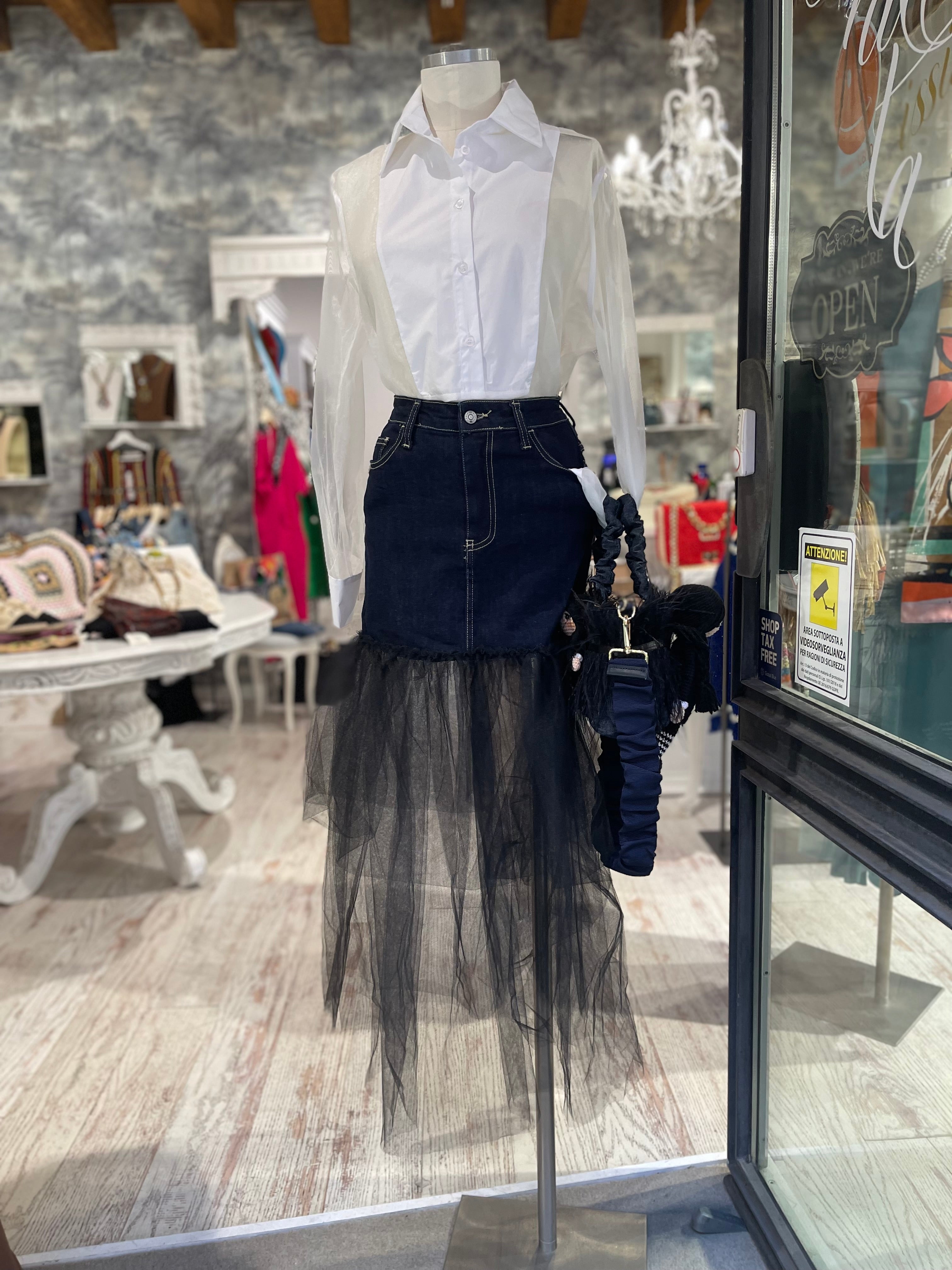 Gonna denim e Tulle