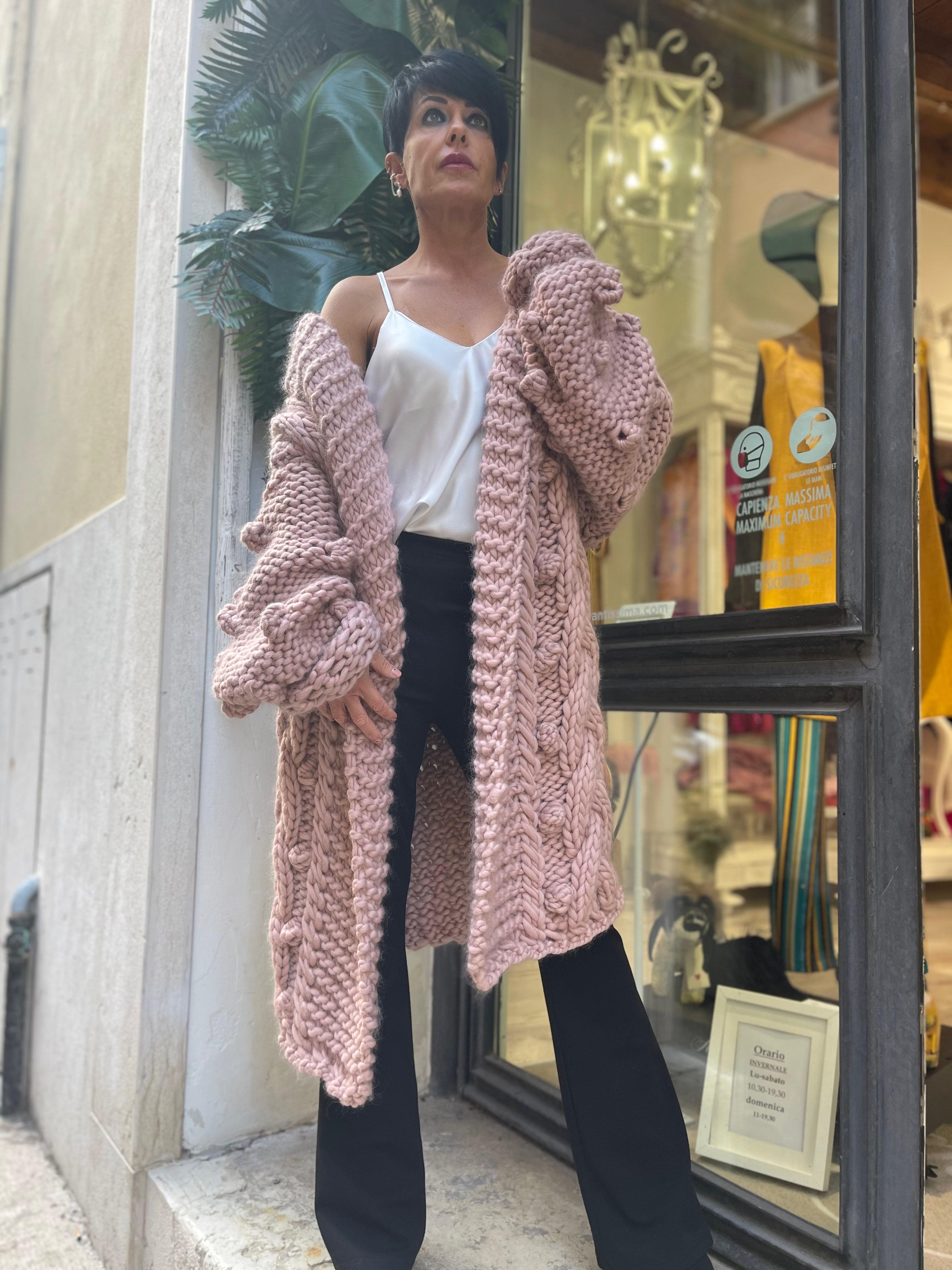 Cappotto lana rosa Amarantissima