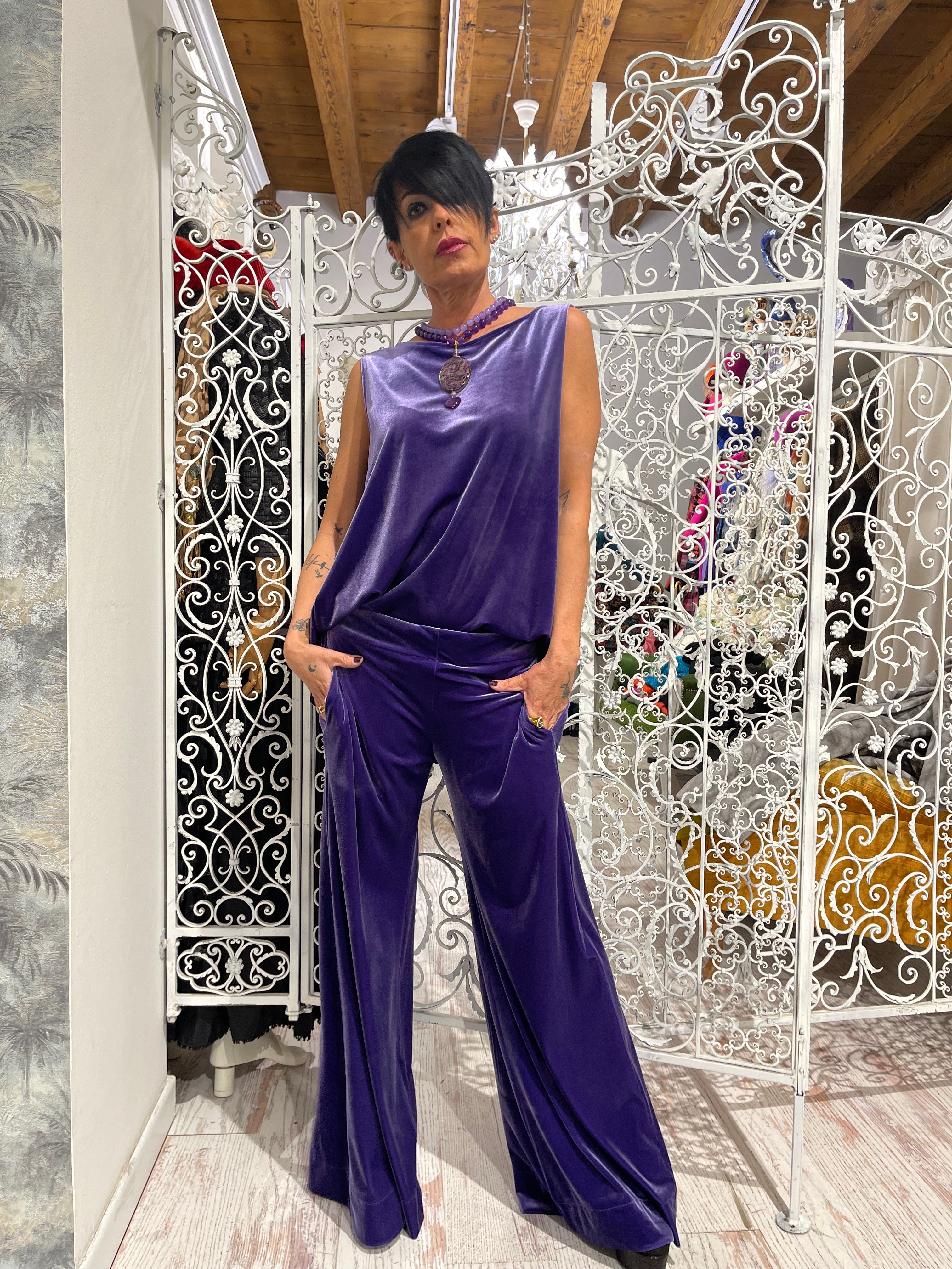 Pantaloni velluto lilla