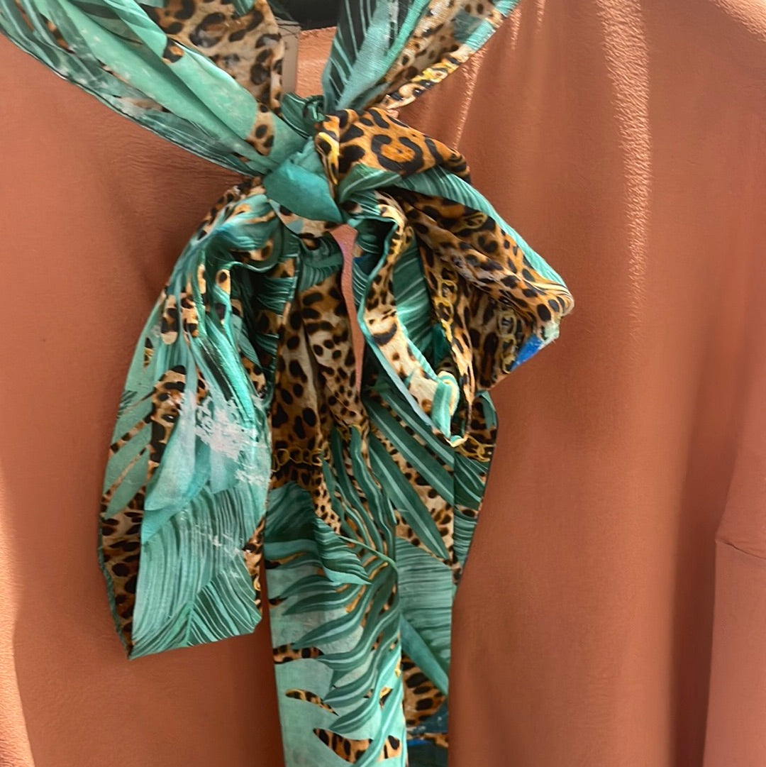 Camicia seta con fiocco Animalier