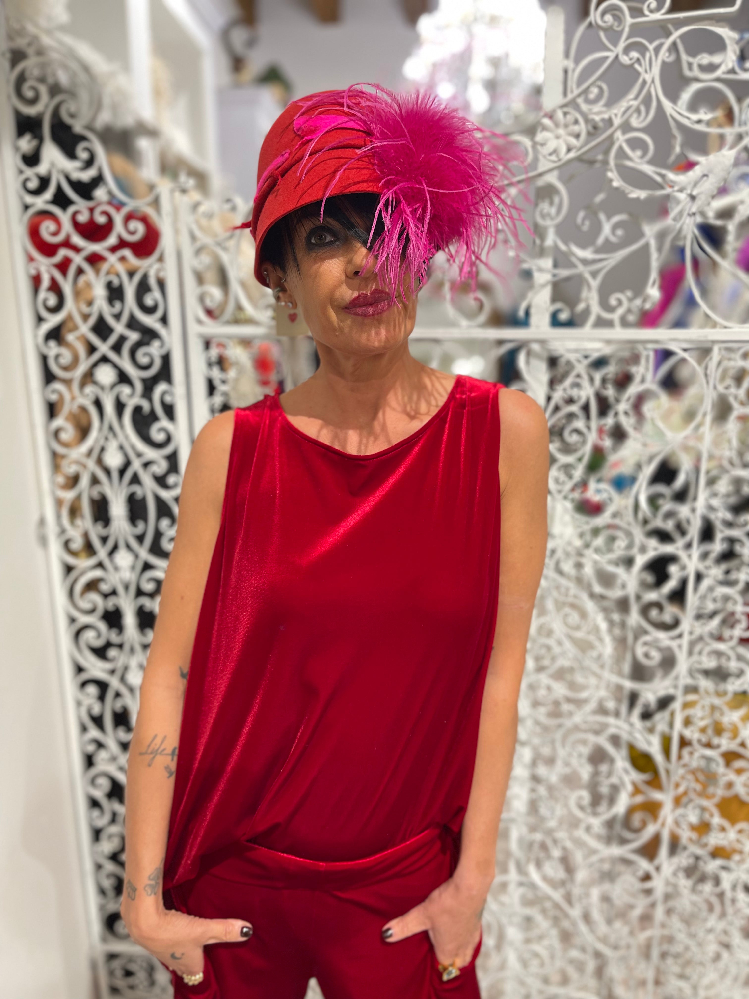 Canotta velluto rosso