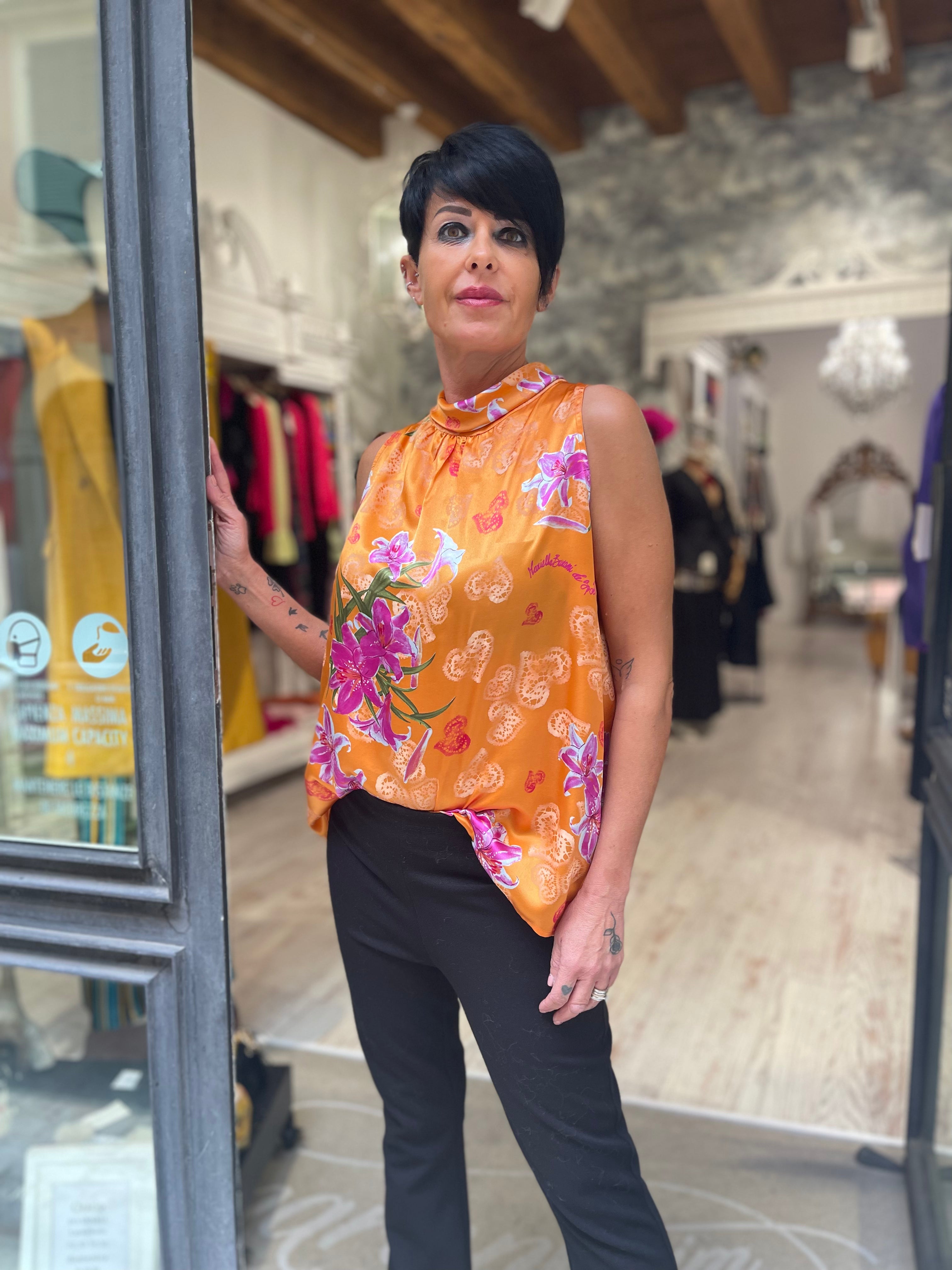 Camicia seta arancio